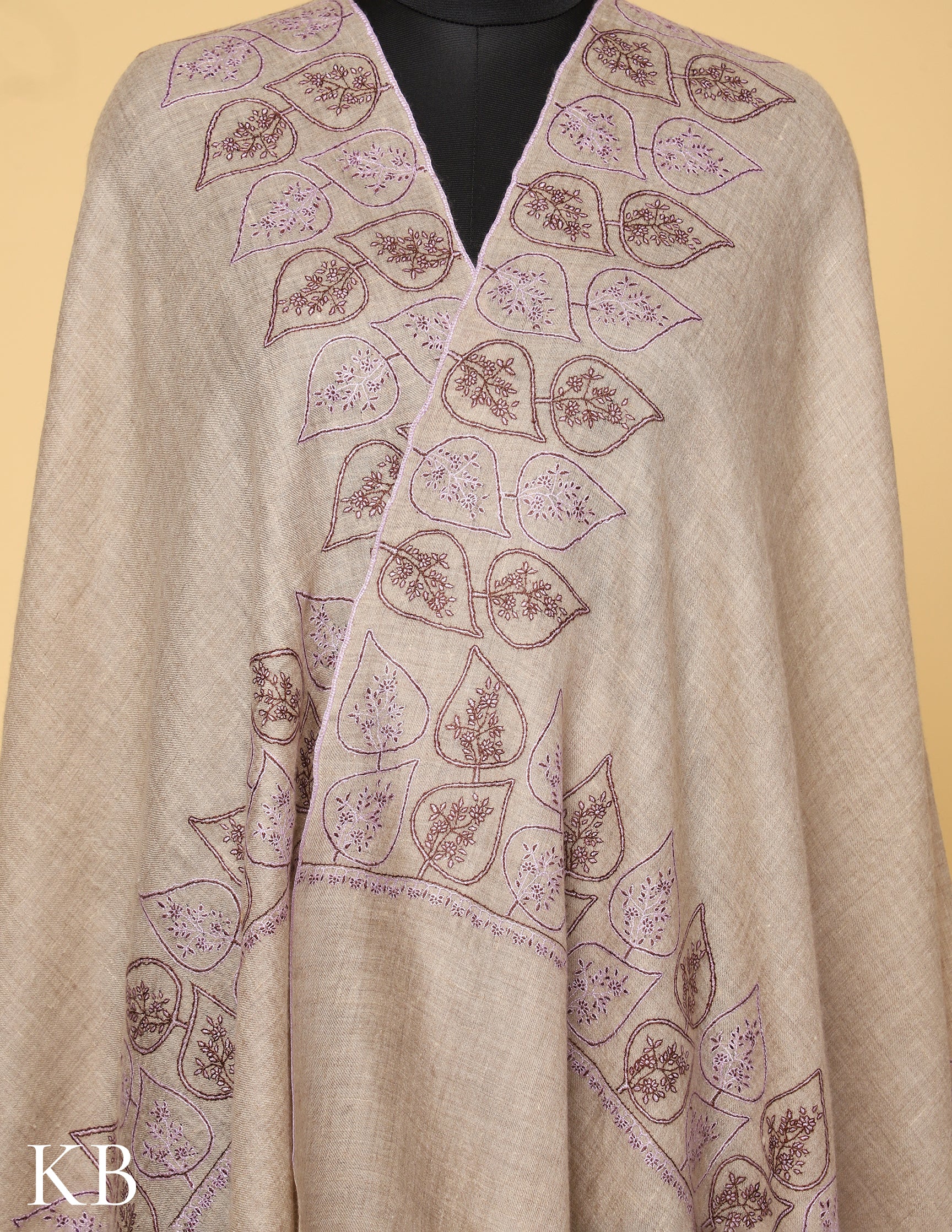 Sand Sozni Embroidered Pure Pashmina Stole - Kashmir Box