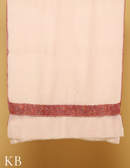 Baby Pink Sozni Embroidered Pure Pashmina Stole - Kashmir Box
