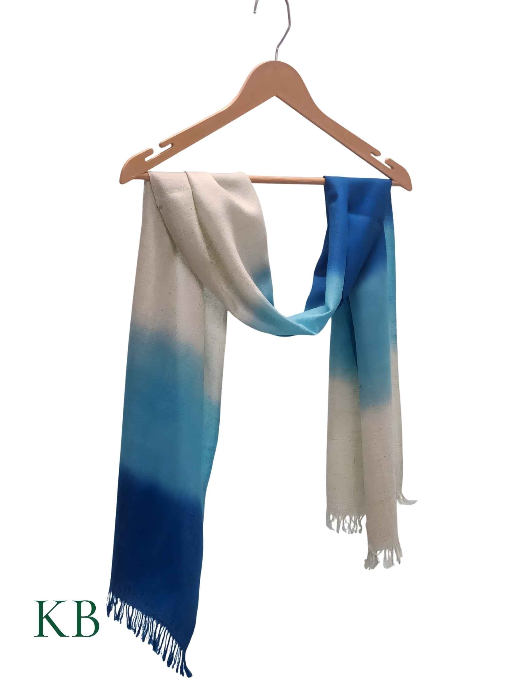 Turquoise Dip Dye Cashmere Pashmina Scarf