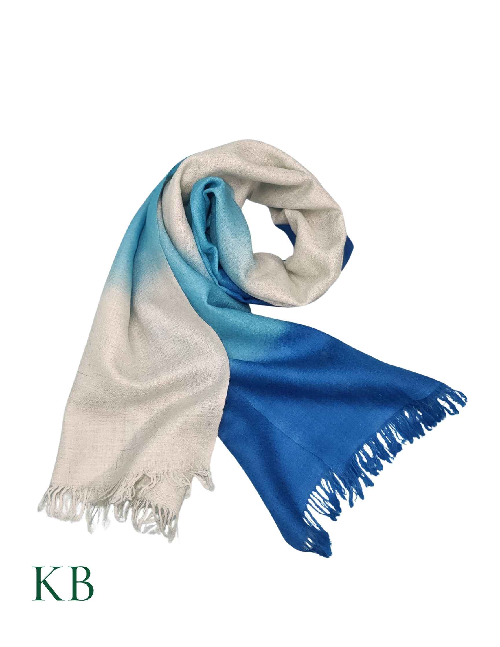 Turquoise Dip Dye Cashmere Pashmina Scarf