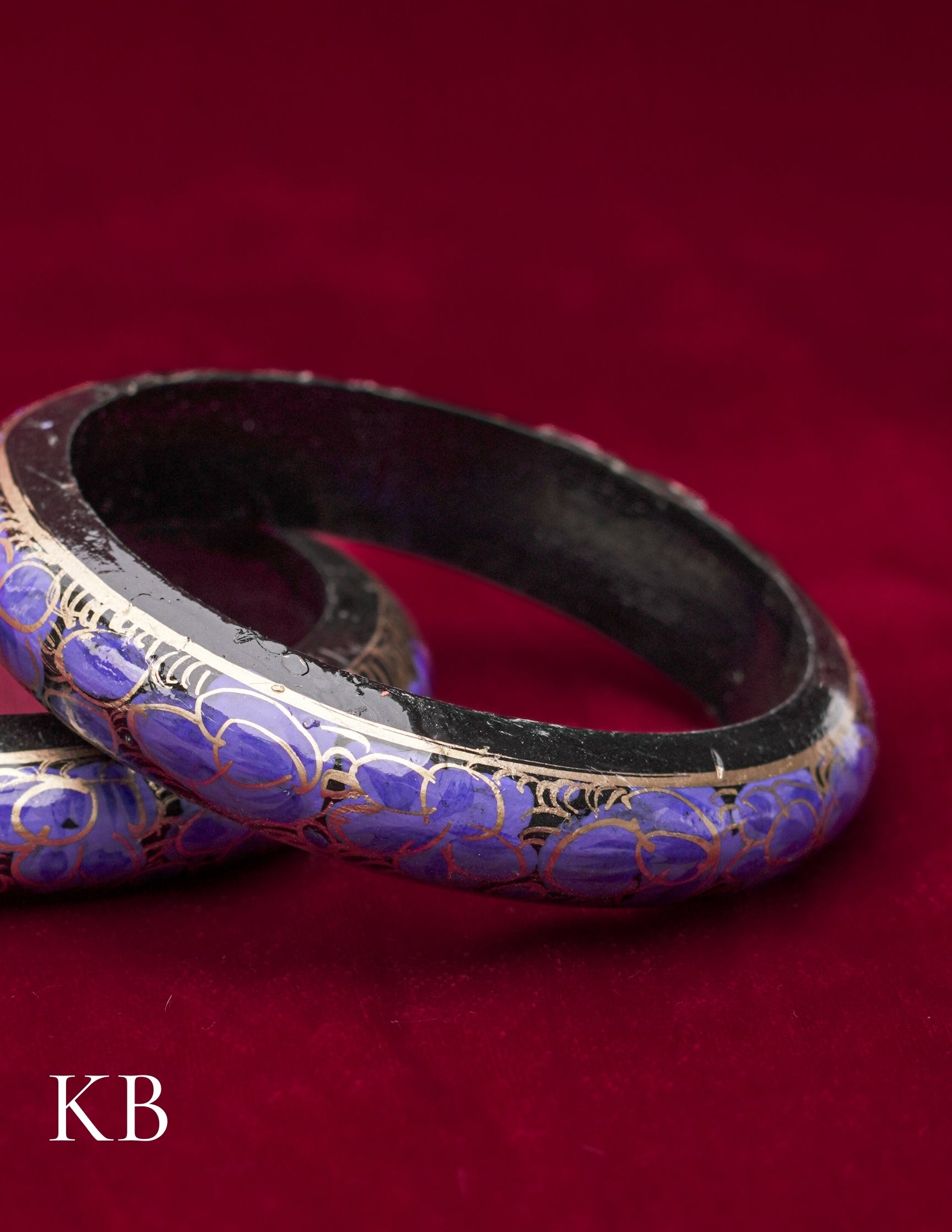 Kashmiri Papier Mâché Bangles (Set of 2, Blue) | Artisan-Made | Handcrafted Heritage - Kashmir Box