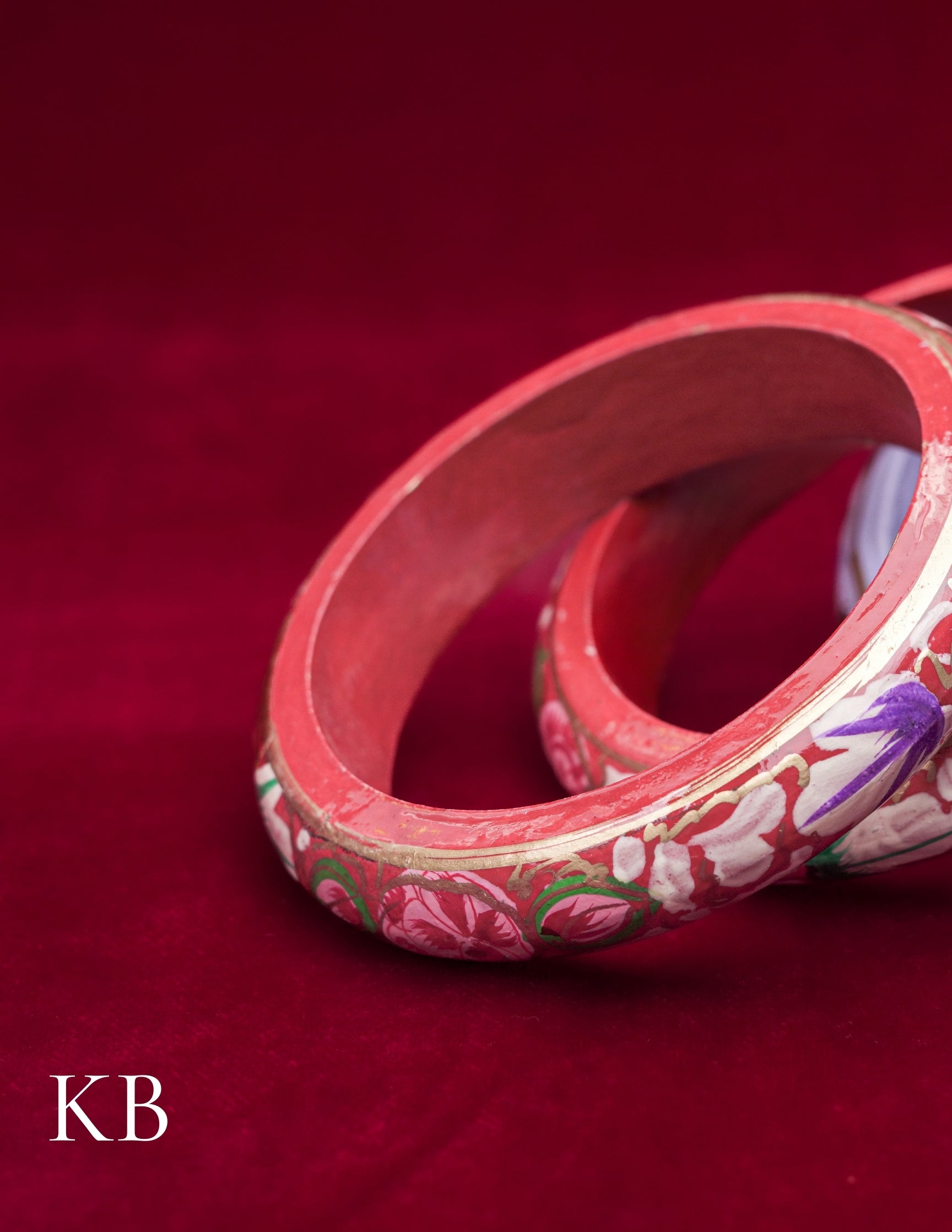 Kashmiri Papier Mâché Bangles (Set of 2, Red) | Artisan-Made | Handcrafted Heritage - Kashmir Box