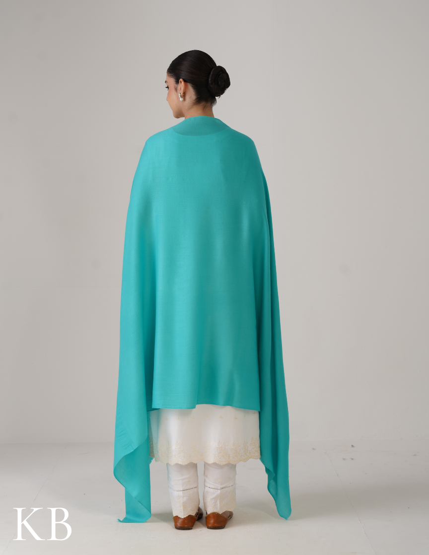 Misty Sea Green Solid Woollen Shawl | Subtle Everyday Style - Kashmir Box