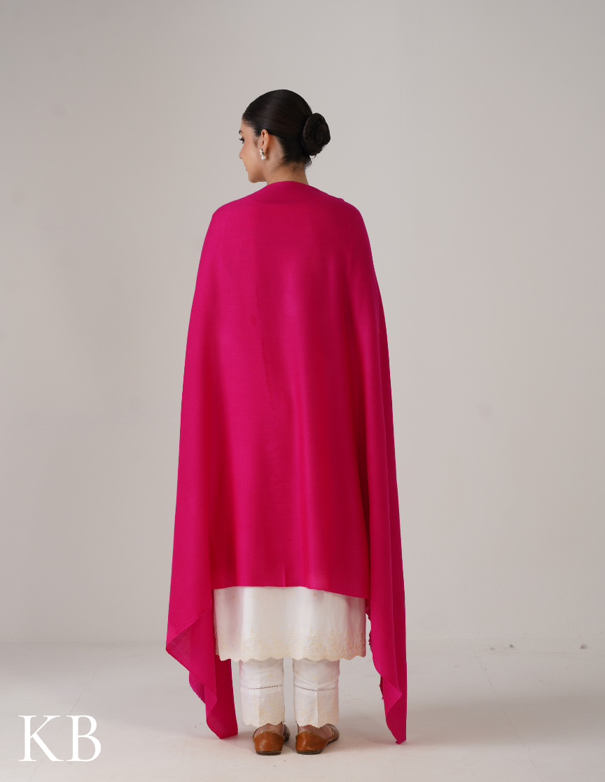 Pink Solid Woollen Shawl | Everyday Comfort & Warmth - Kashmir Box