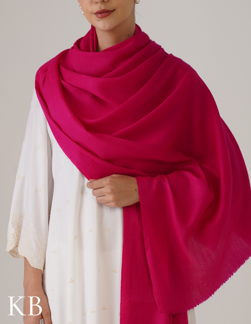 Pink Solid Woollen Shawl | Everyday Comfort & Warmth - Kashmir Box
