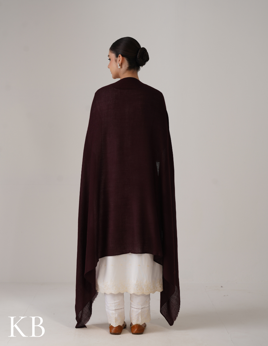 Mahogany Chocolate Brown Solid Woollen Shawl | Warm & Versatile - Kashmir Box
