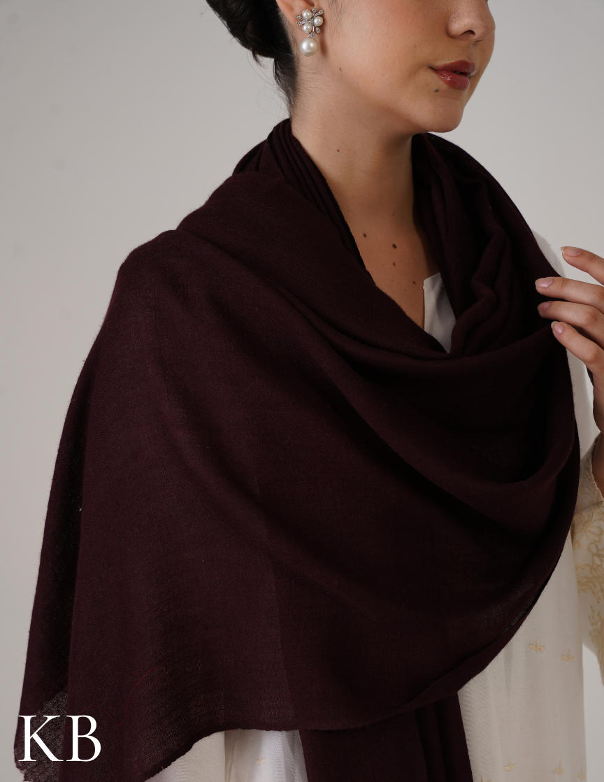Mahogany Chocolate Brown Solid Woollen Shawl | Warm & Versatile - Kashmir Box