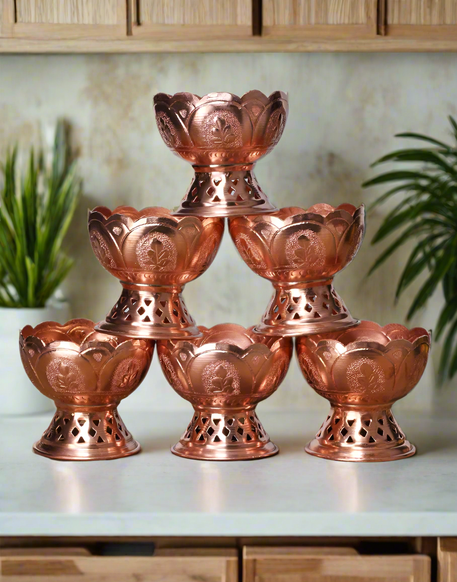 Classical Copper Ice-Cream Bowls(Set of 6) - Kashmir Box