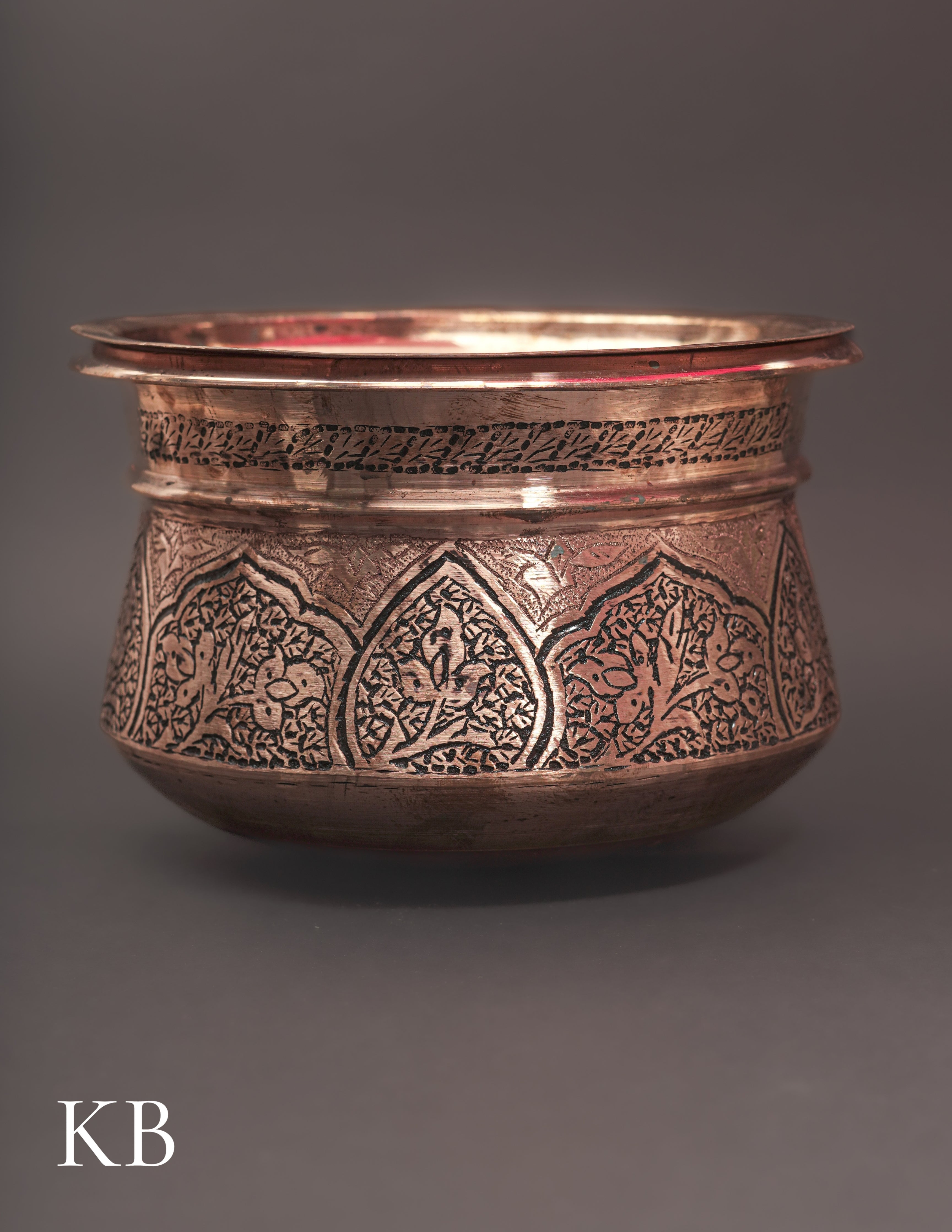 Kashmiri Copperware Curry Bowl with Lid – Artisan-Made | Handcrafted Heritage - Kashmir Box