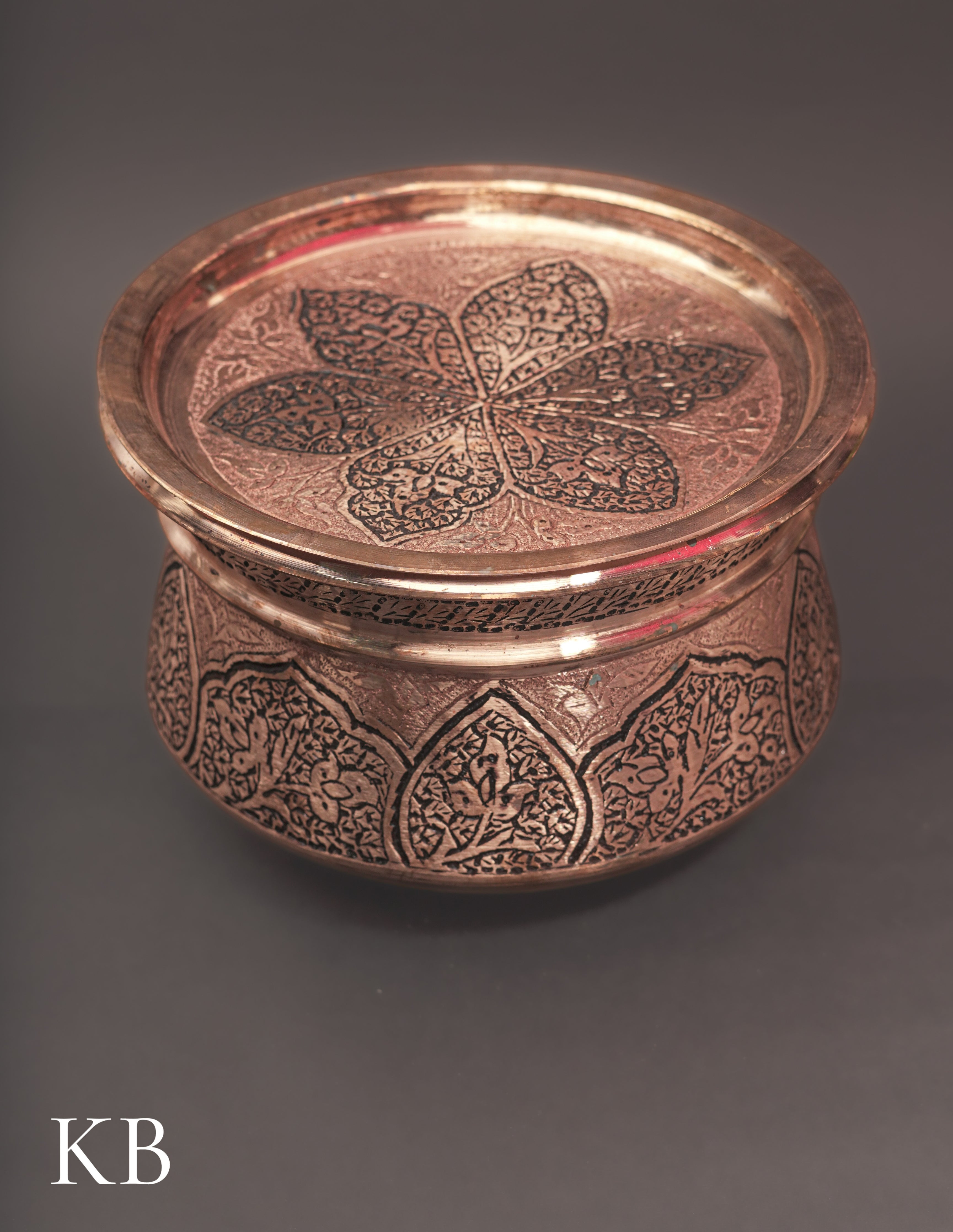 Kashmiri Copperware Curry Bowl with Lid – Artisan-Made | Handcrafted Heritage - Kashmir Box