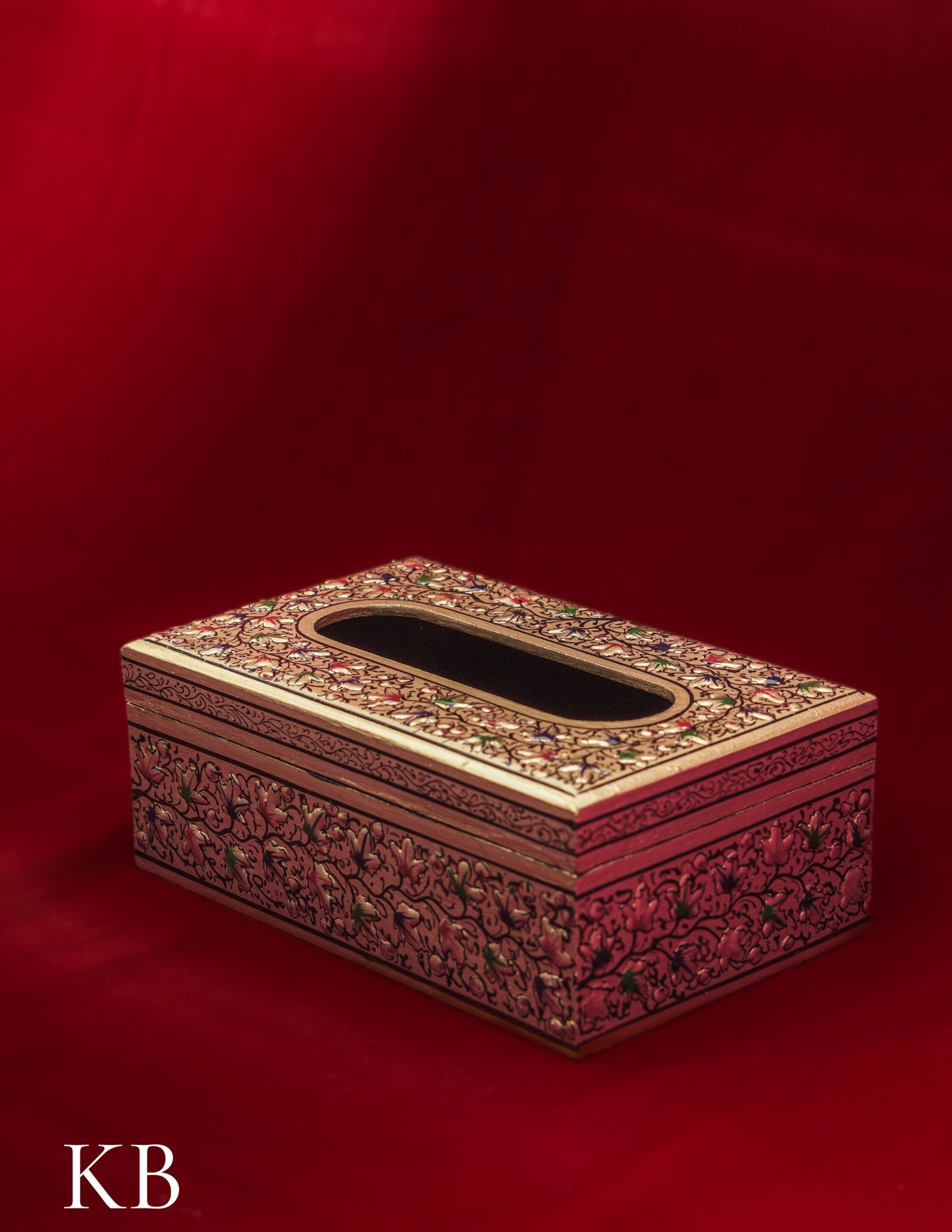 Kashmiri Papier Mâché Tissue Box – Hand-Painted Floral Design | Artisan-Made | Handcrafted Heritage - Kashmir Box
