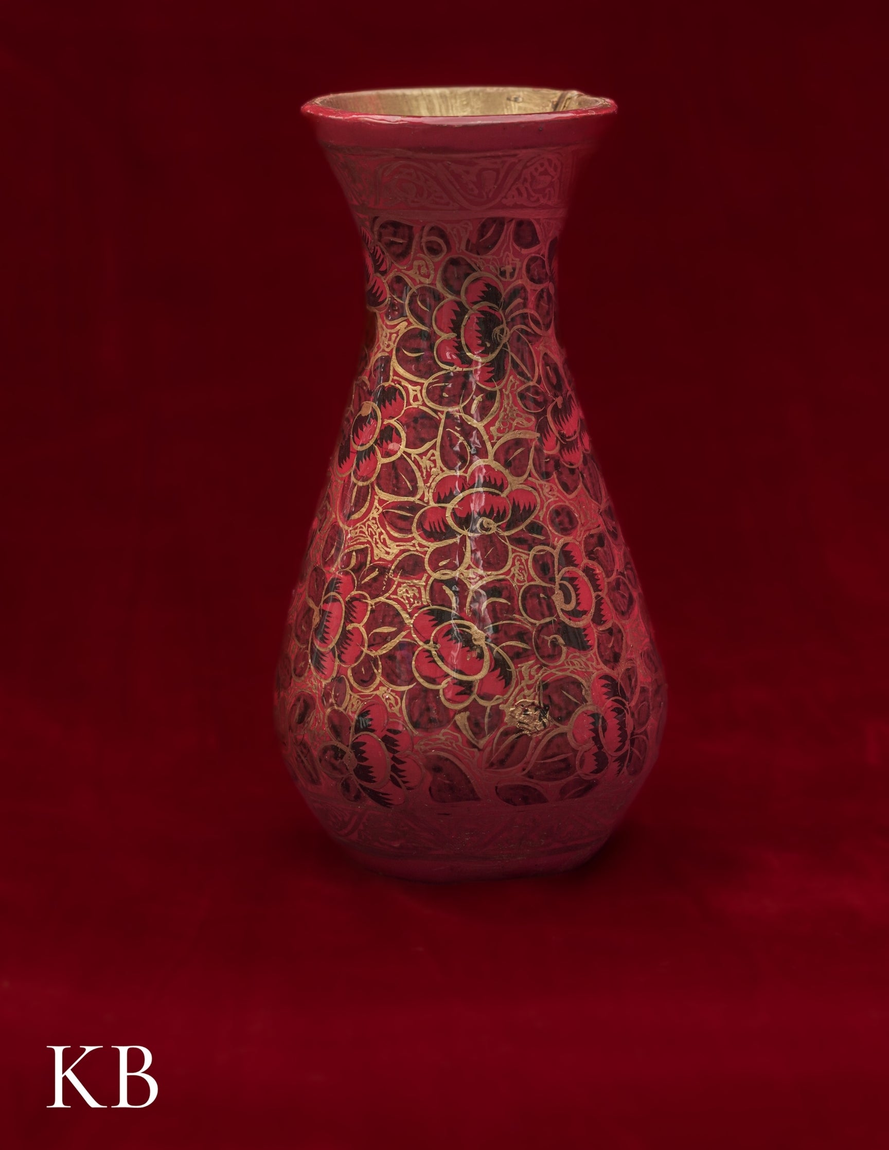 Kashmiri Papier Mâché Flower Vase – Hand-Painted Red Floral (5 Inch) | Artisan-Made | Handcrafted Heritage - Kashmir Box