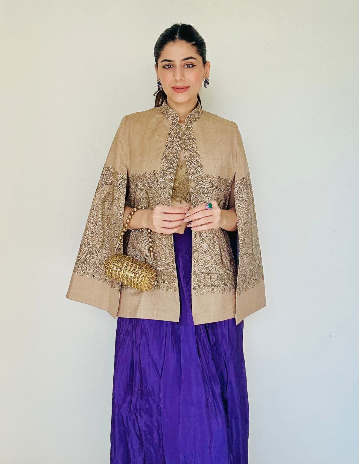 Nayaab Kashmiri Embroidered Woollen Jacket β Fawn