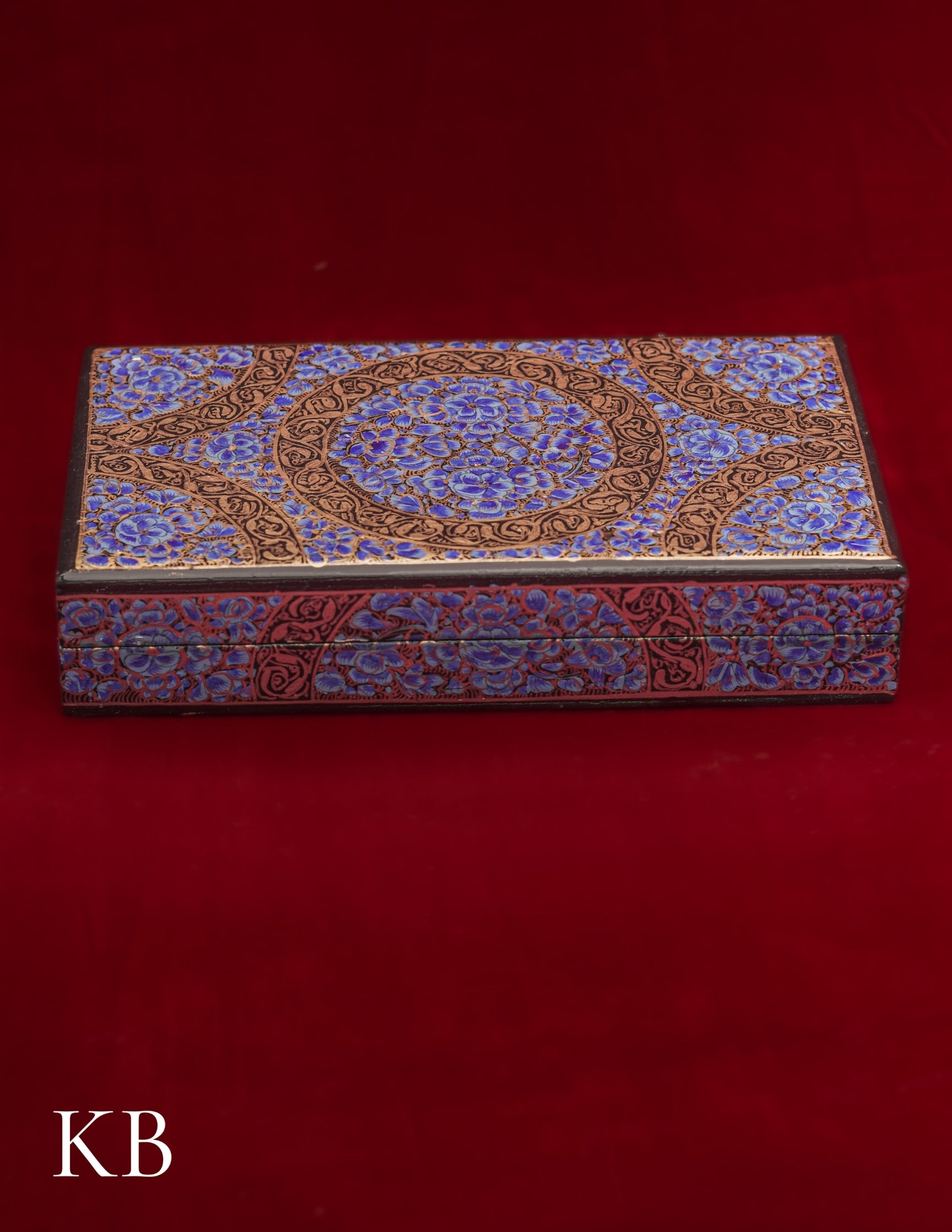 Kashmiri Papier Mâché Rectangular Box (Blue) | Artisan-Made | Handcrafted Heritage - Kashmir Box