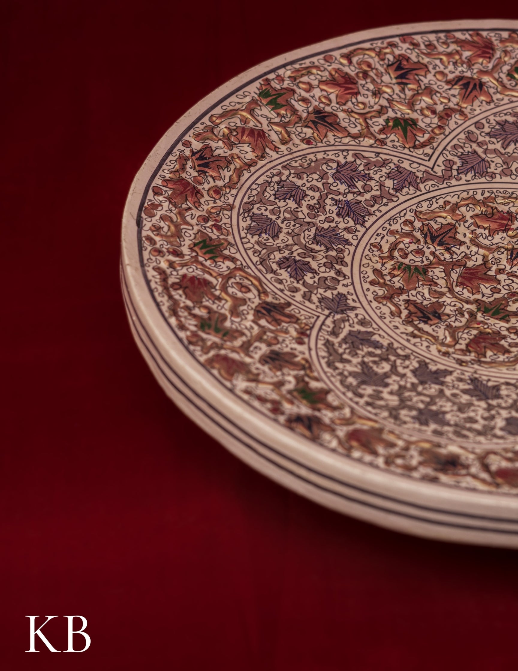 Kashmiri Papier Mâché Wall Plate – Hand-Painted White Base (10 Inch) | Artisan-Made | Handcrafted Heritage - Kashmir Box