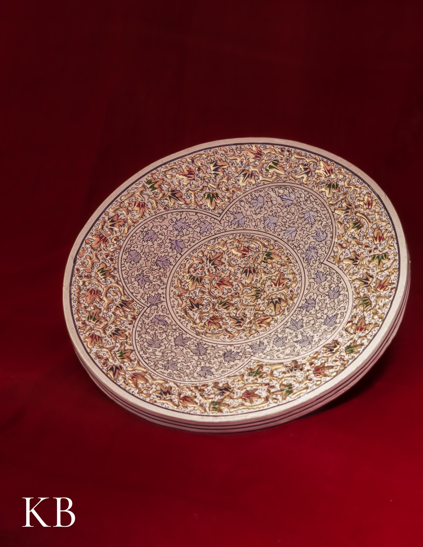 Kashmiri Papier Mâché Wall Plate – Hand-Painted White Base (10 Inch) | Artisan-Made | Handcrafted Heritage - Kashmir Box