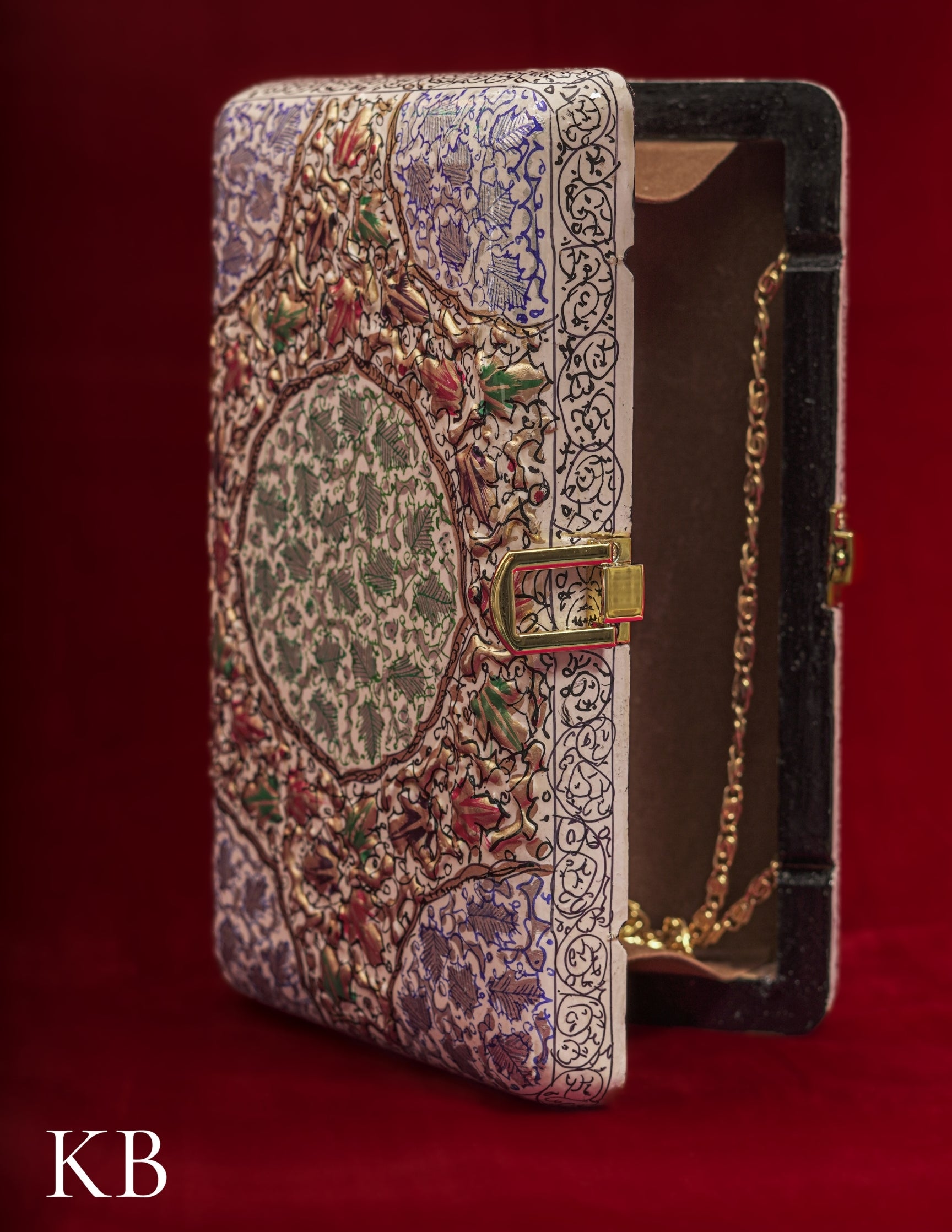 Kashmiri Papier Mâché Clutch – Large White Hand-Painted | Artisan-Made | Handcrafted Heritage - Kashmir Box