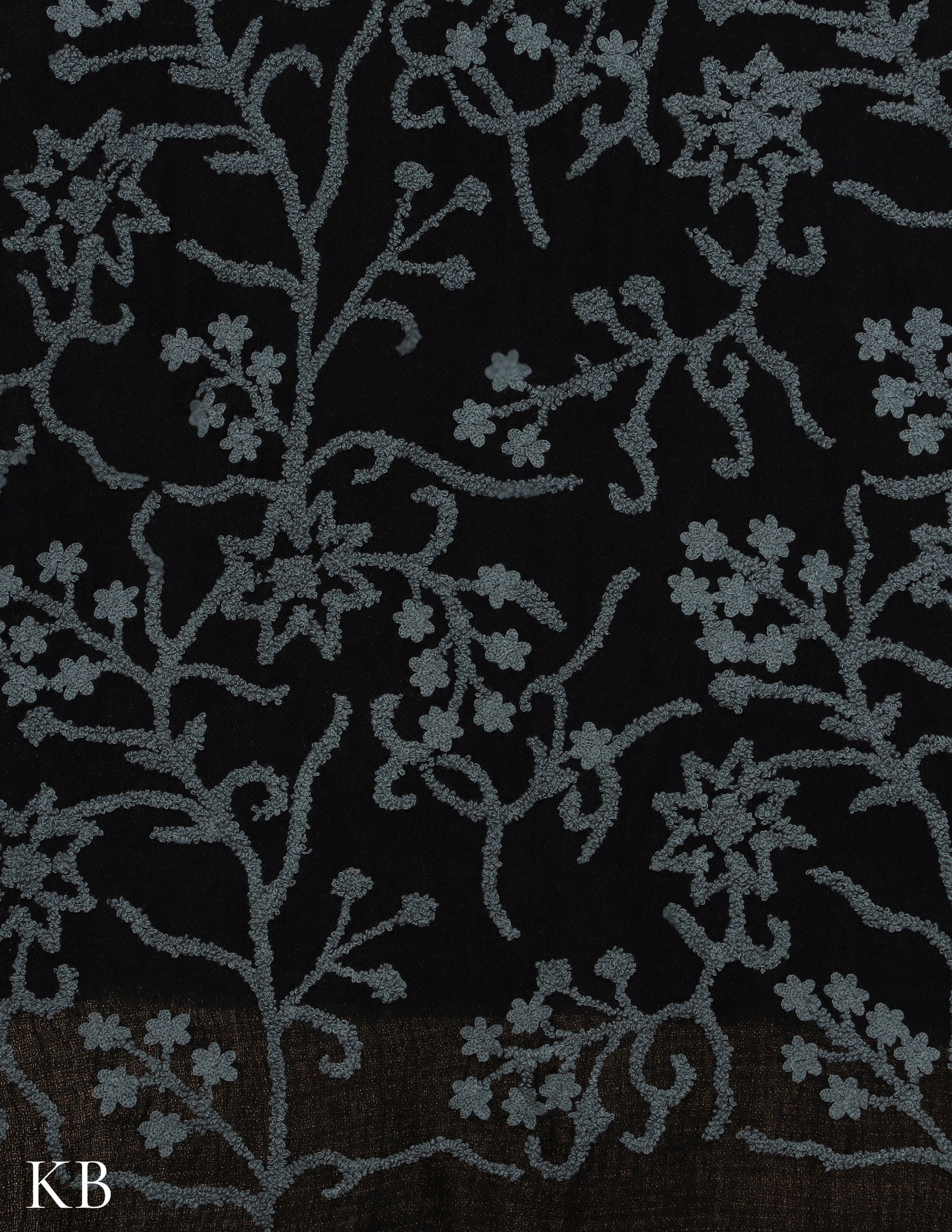 Jet Black Towel Stole - Kashmir Box