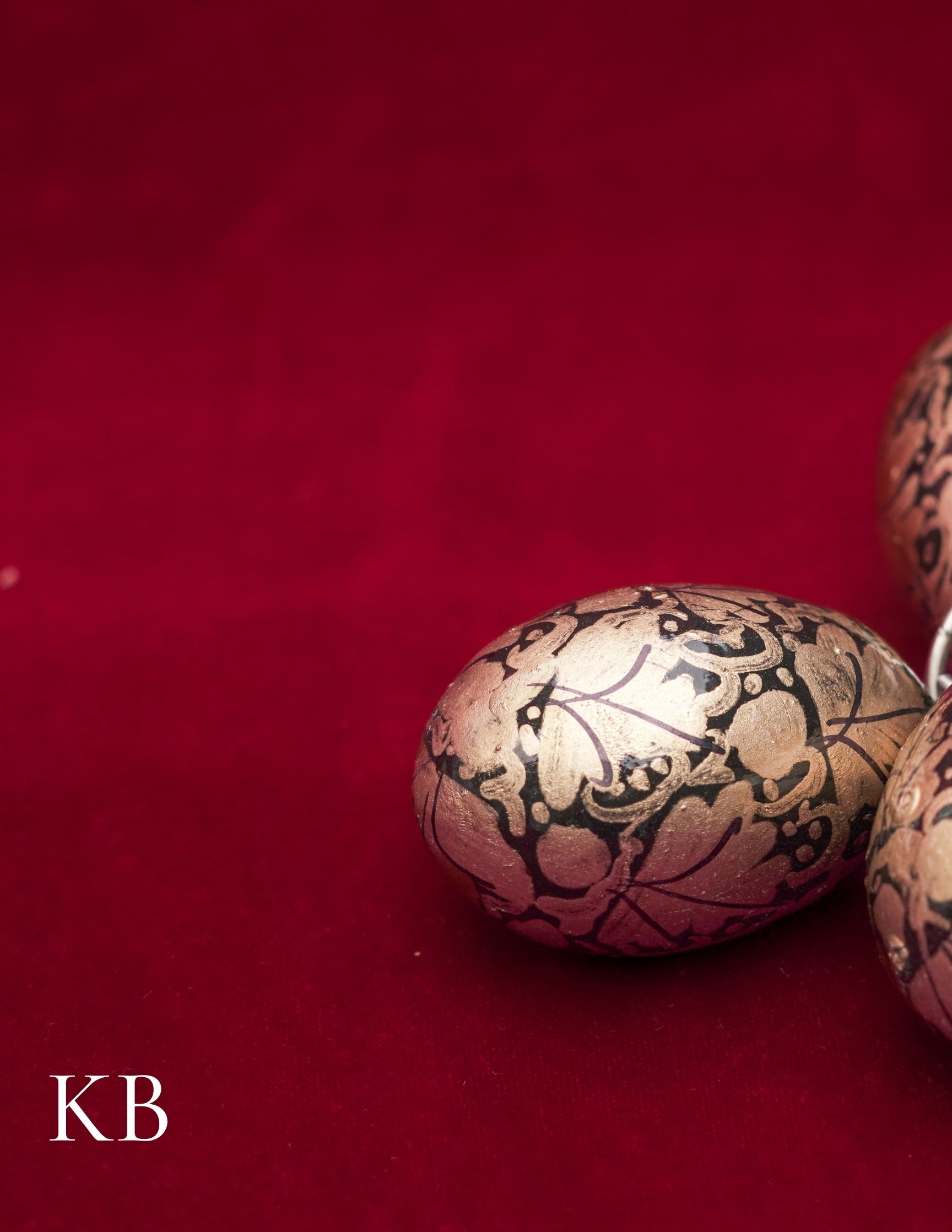 Kashmiri Papier Mâché Key Chain Set (3 pcs) – Hand-Painted Golden Floral | Artisan-Made | Handcrafted Heritage - Kashmir Box