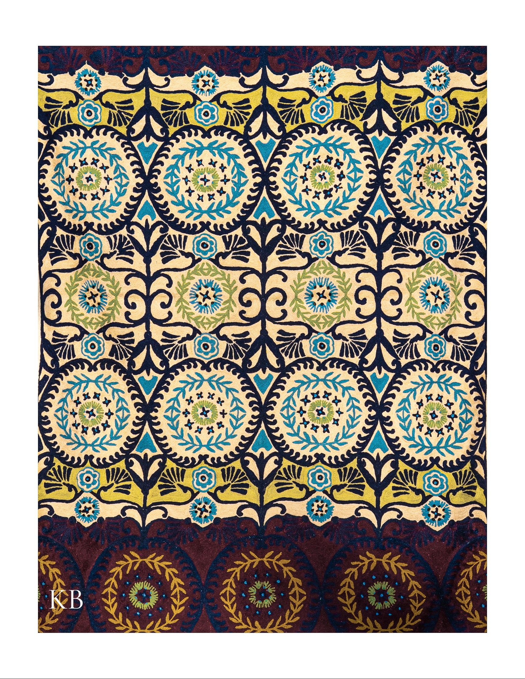 Diwan-e-Khas Kashmiri Circle of Handmade Bloom Rug - Kashmir Box