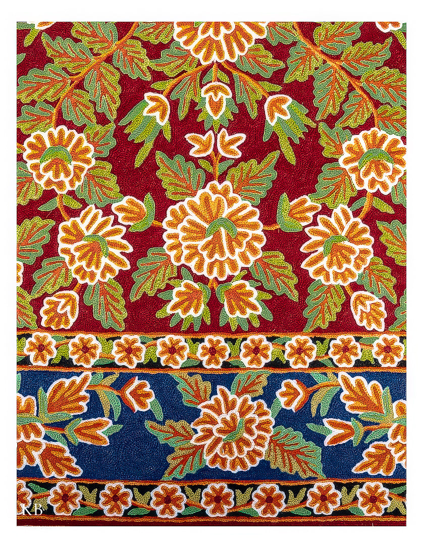 Diwan-e-Khas Fresh Bloom Kashmiri Rug - Kashmir Box