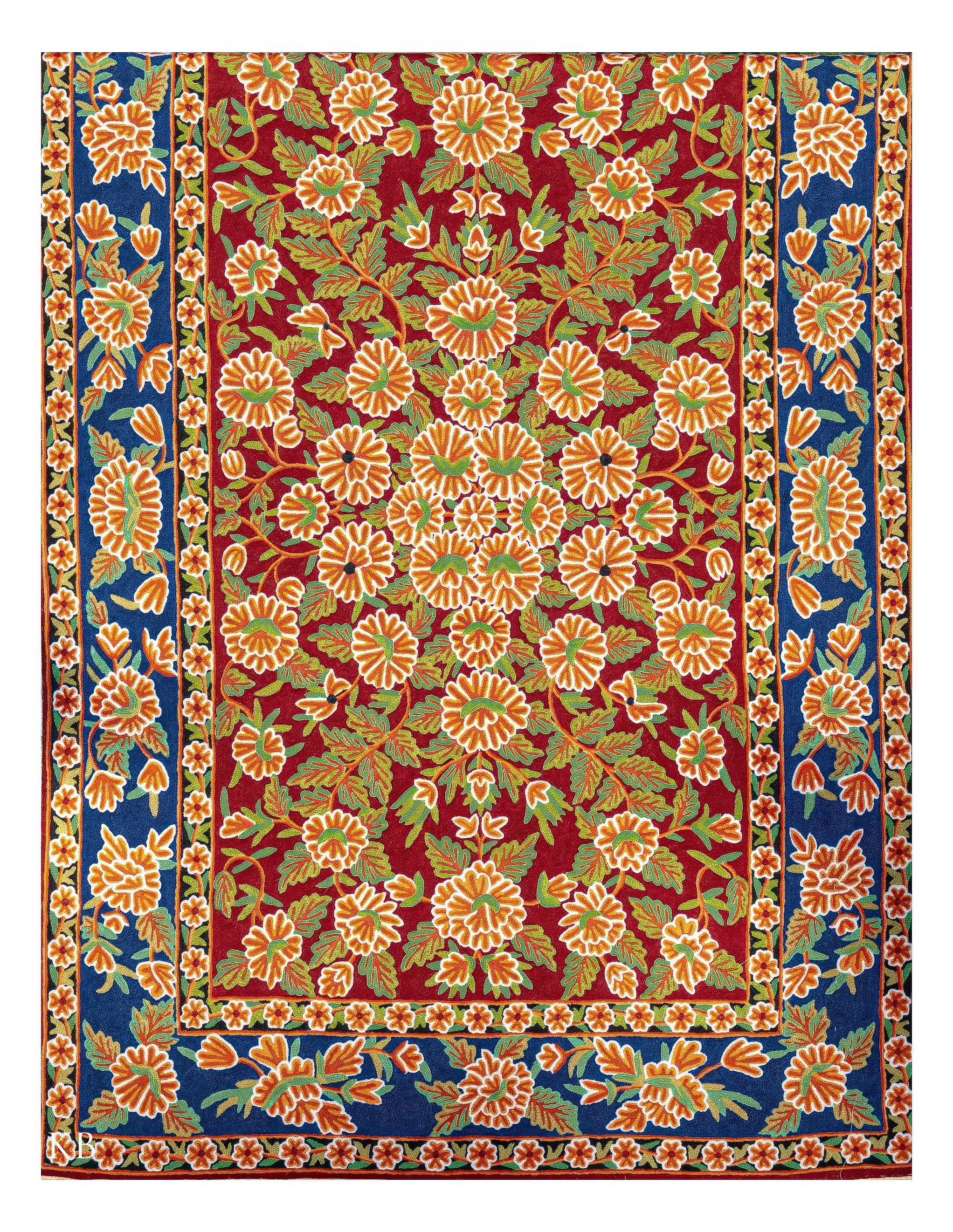 Diwan-e-Khas Fresh Bloom Kashmiri Rug - Kashmir Box