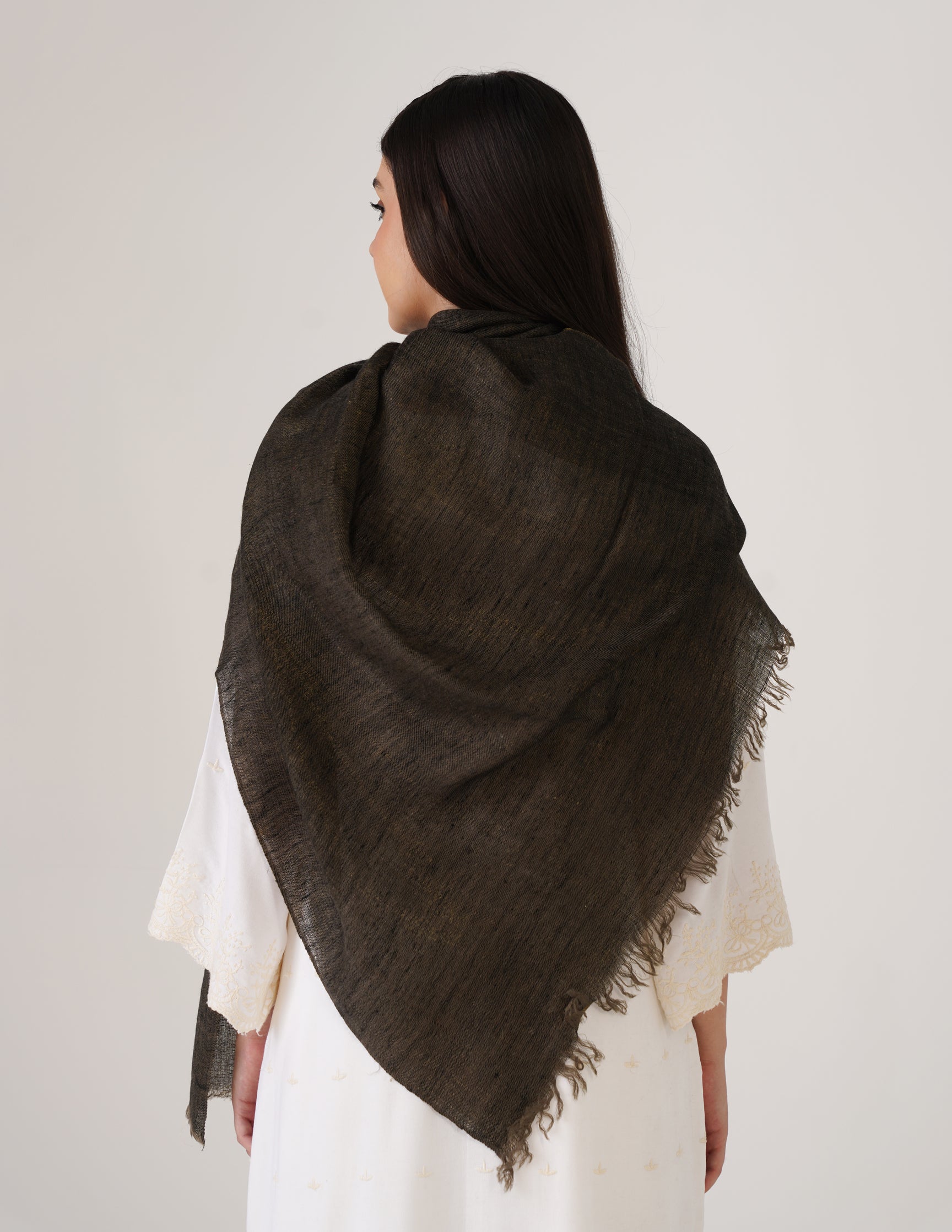 Kashmiri Handwoven Pashmina Reversible Stole – Black & Metallic Golden | Handwoven Heritage - Kashmir Box
