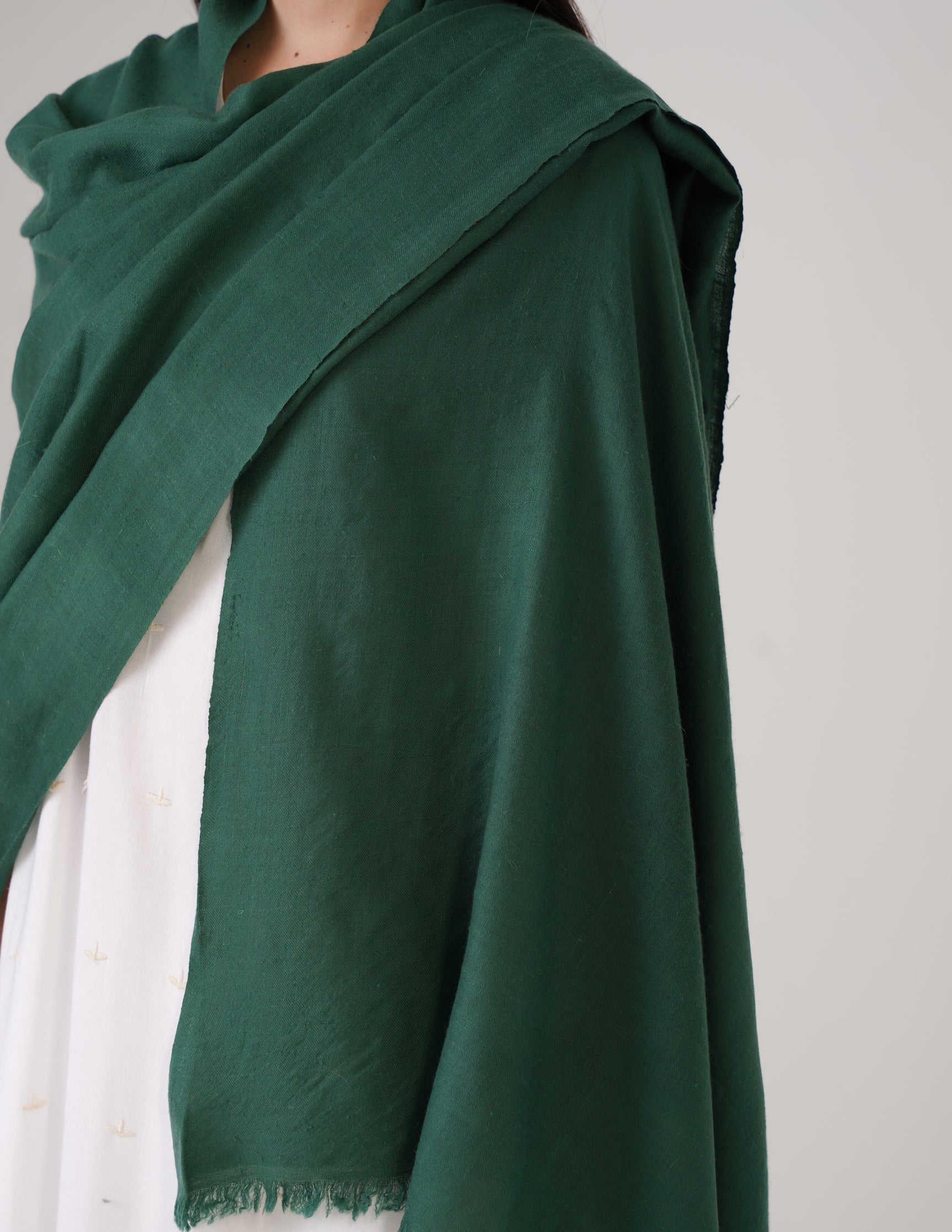 Kashmiri Handwoven Solid Cashmere Pashmina Shawl – Posy Green | Handwoven Heritage - Kashmir Box