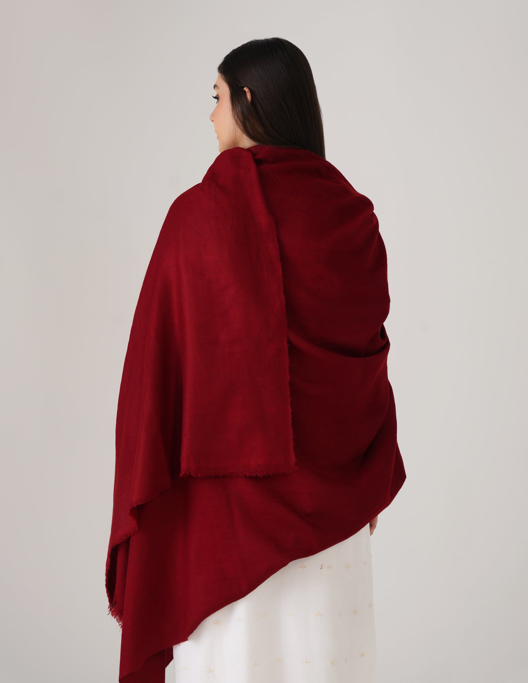 Kashmiri Handwoven Solid Cashmere Pashmina Shawl – Maroon | Handwoven Heritage - Kashmir Box