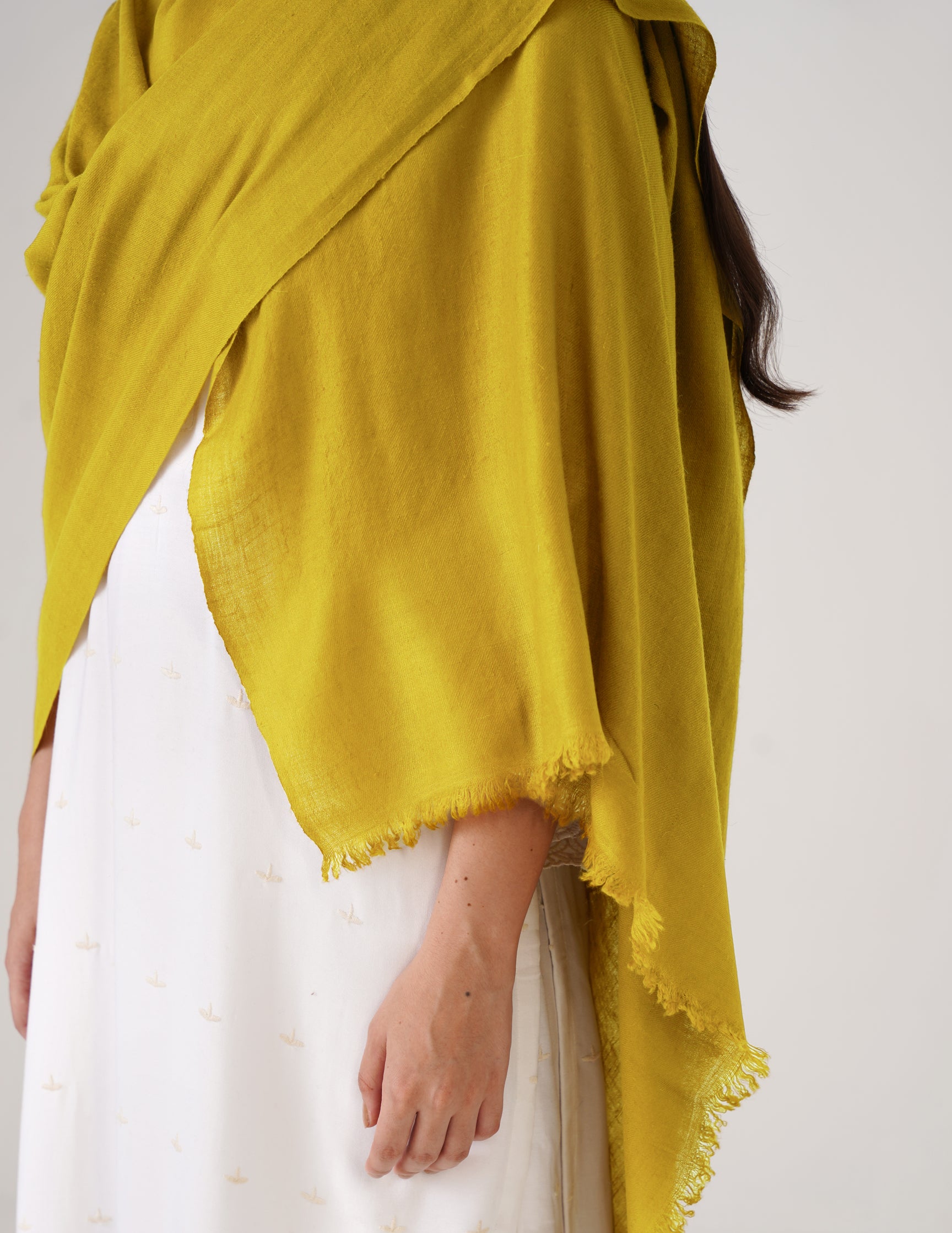 Kashmiri Handwoven Solid Cashmere Pashmina Shawl – Mustard Olive | Handwoven Heritage - Kashmir Box