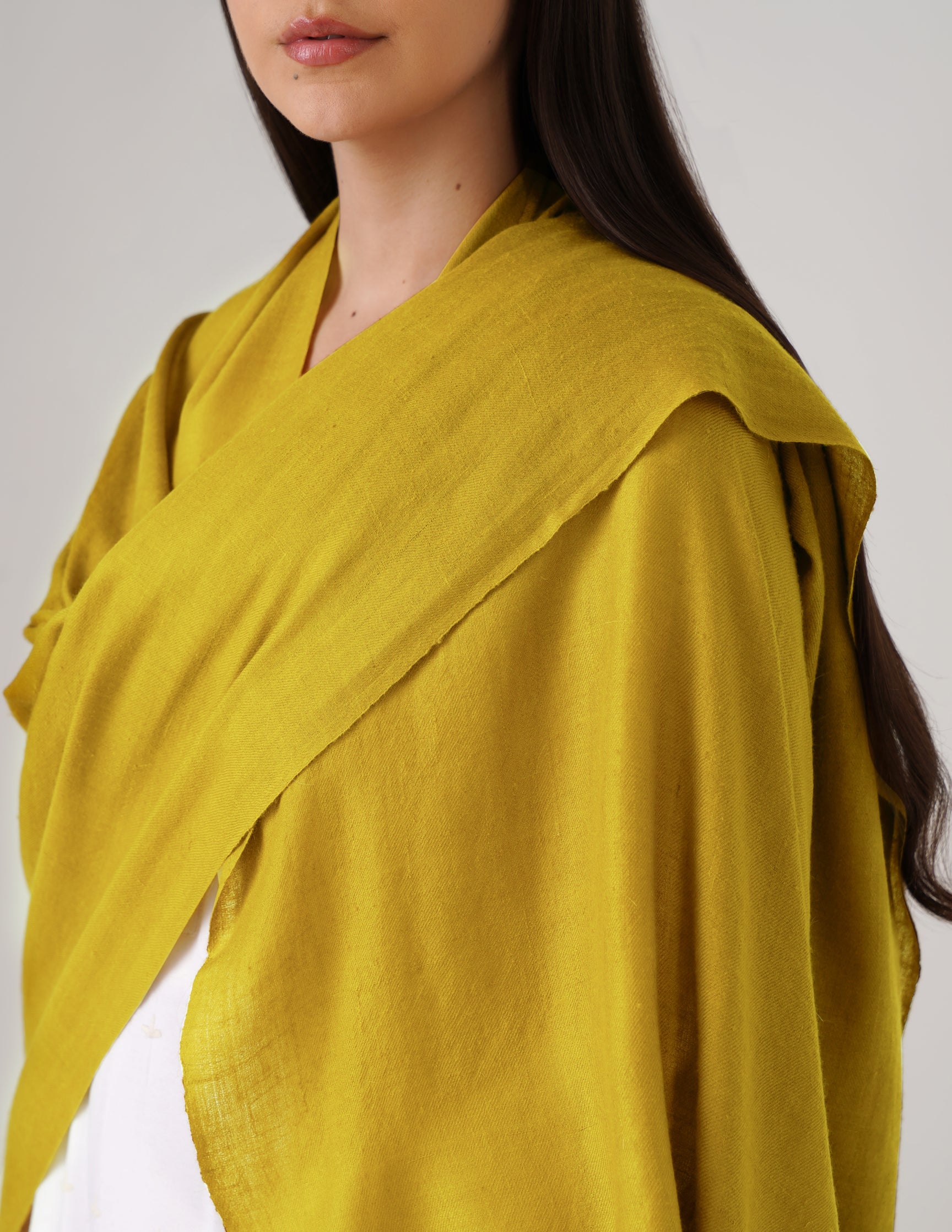 Kashmiri Handwoven Solid Cashmere Pashmina Shawl – Mustard Olive | Handwoven Heritage - Kashmir Box