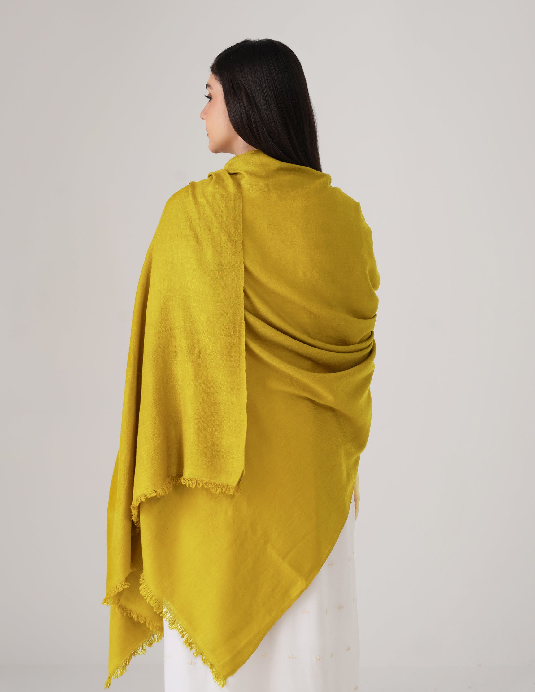 Kashmiri Handwoven Solid Cashmere Pashmina Shawl – Mustard Olive | Handwoven Heritage - Kashmir Box