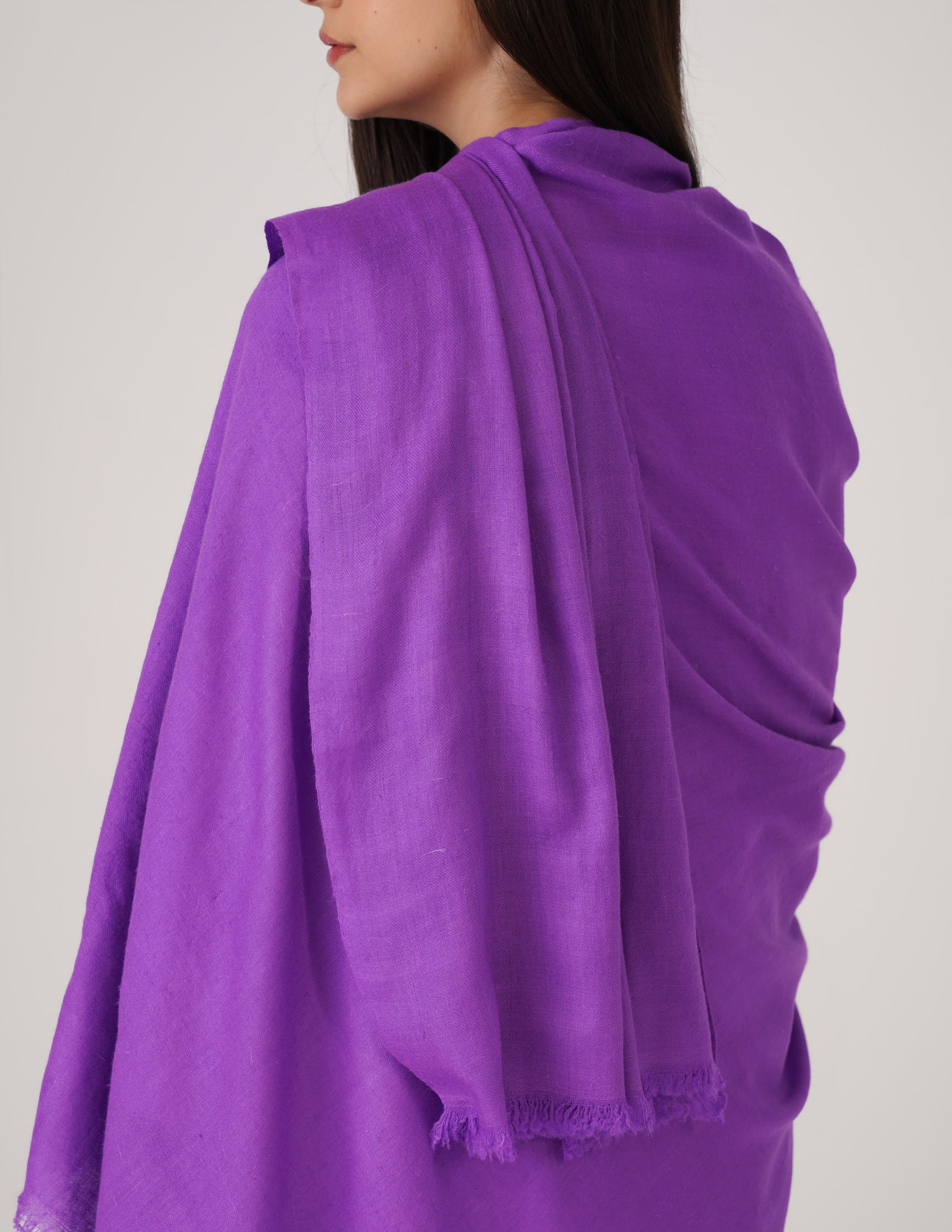 Kashmiri Handwoven Solid Cashmere Pashmina Shawl – Amethyst Purple | Handwoven Heritage - Kashmir Box