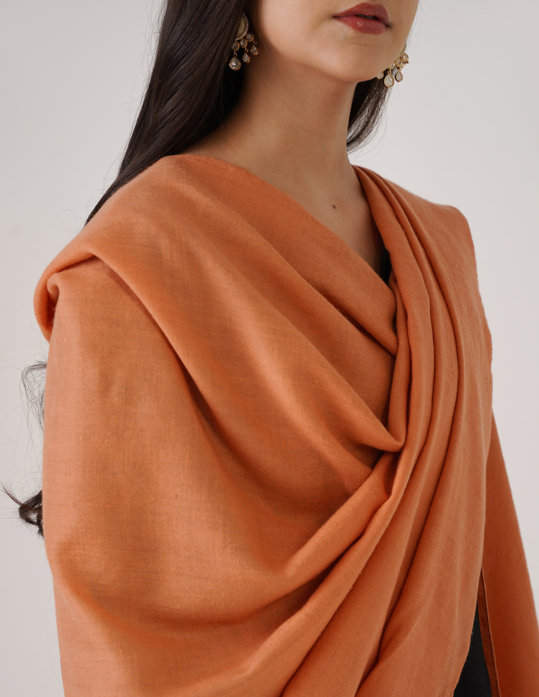 Kashmiri Handwoven Solid Cashmere Pashmina Shawl – Peach | Handwoven Heritage - Kashmir Box