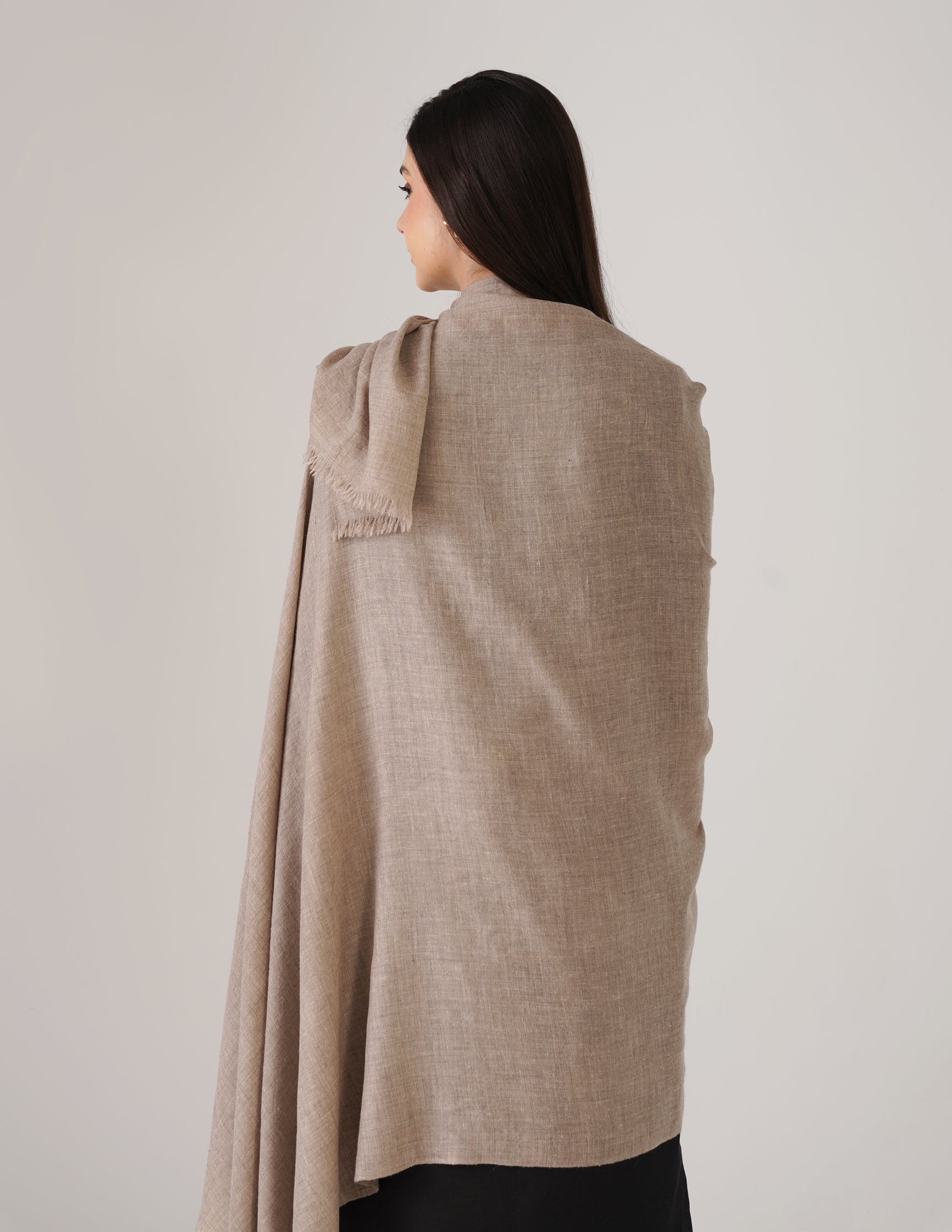 Kashmiri Handwoven Solid Cashmere Pashmina Shawl – Natural | Handwoven Heritage - Kashmir Box