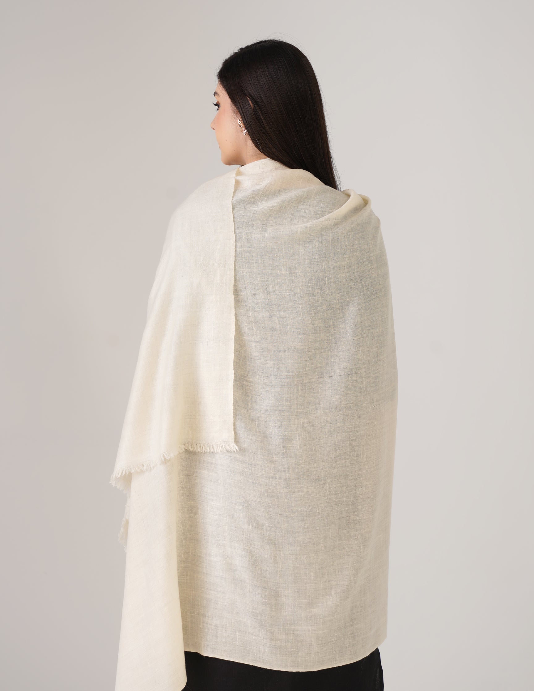 Kashmiri Handwoven Solid Cashmere Pashmina Shawl – Off White | Handwoven Heritage - Kashmir Box