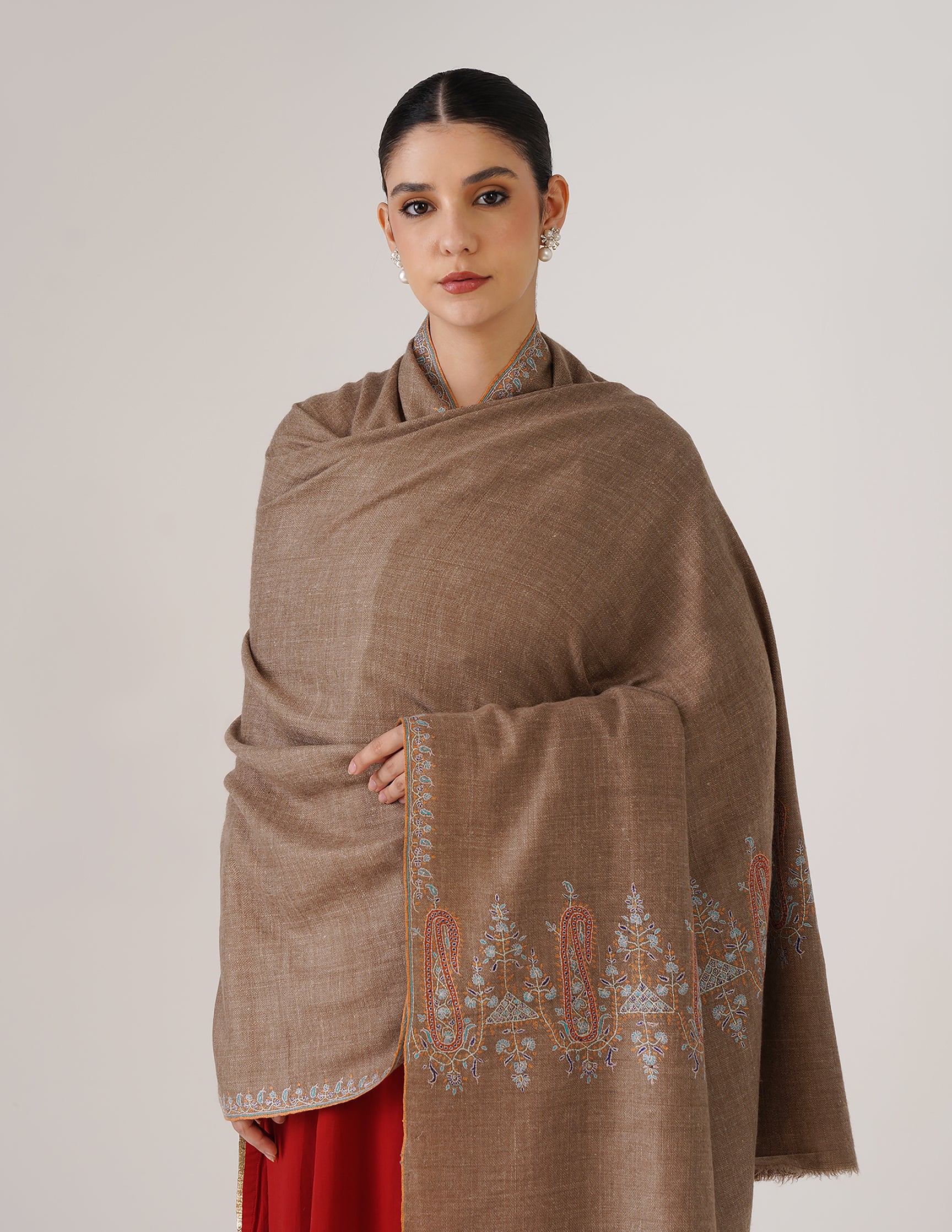 Kashmiri Handwoven Pashmina Sozni Shawl Paldaar – Natural | Handwoven Heritage - Kashmir Box