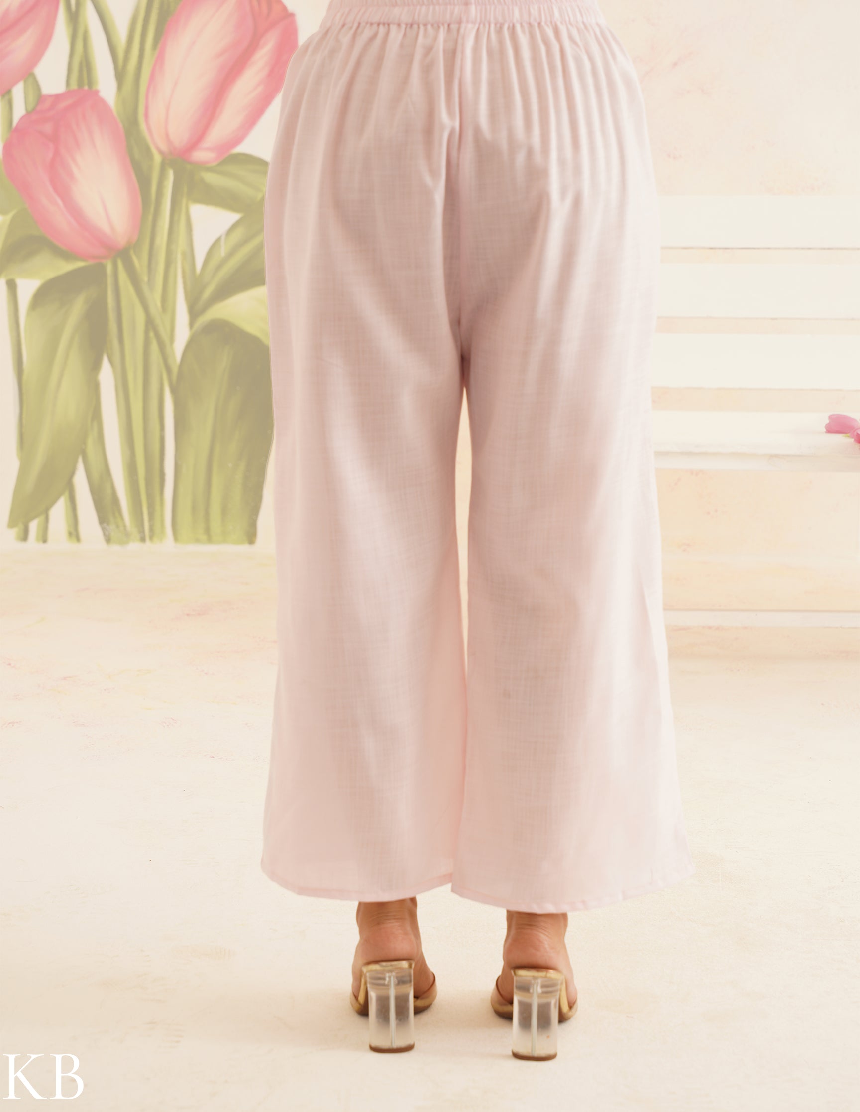 White Cotton Kurti with Pink and Blue Embroidery and Pink Pants | Bahaar Collection 2025 - Kashmir Box