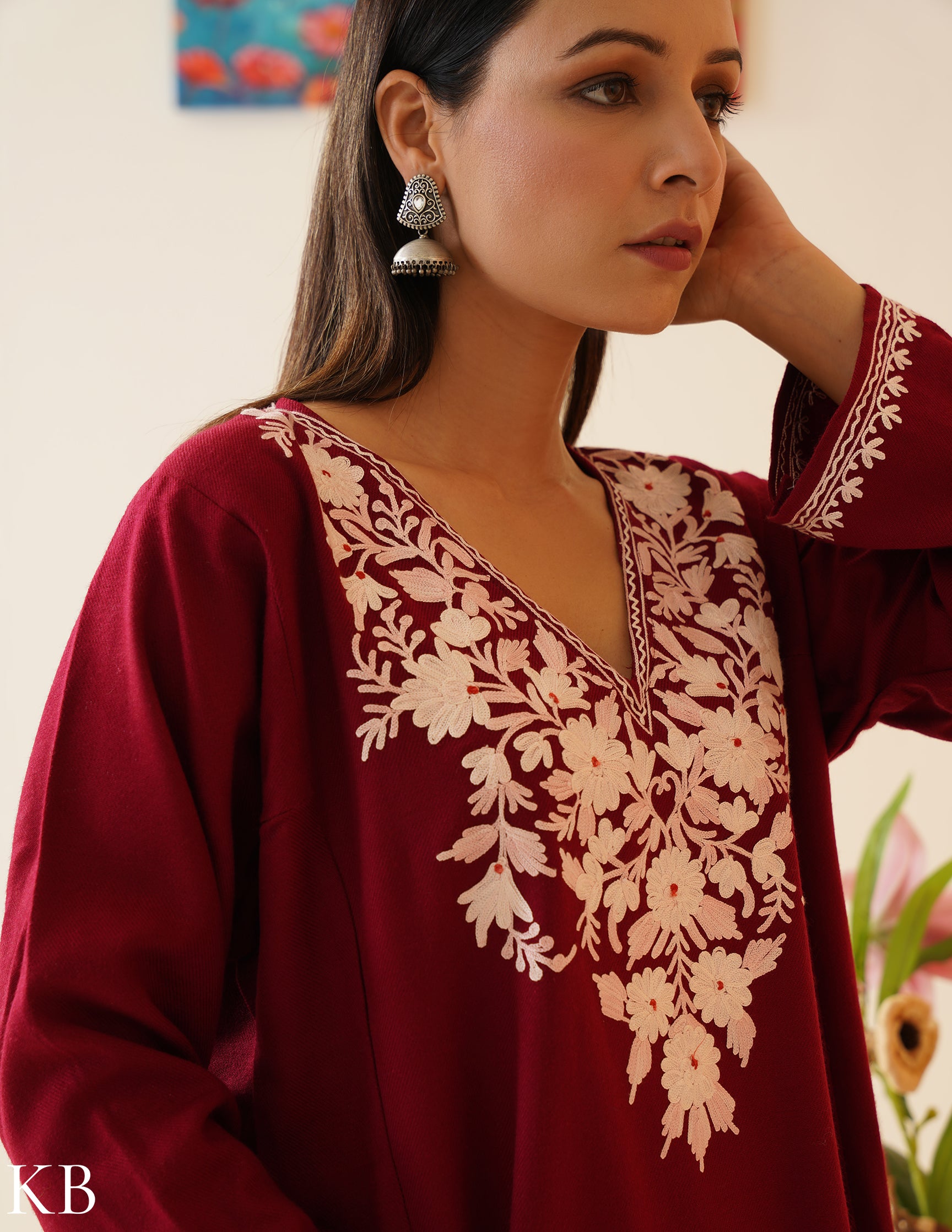 Rang-e-Khizan Cherry Blush Aari Phiran - Kashmir Box