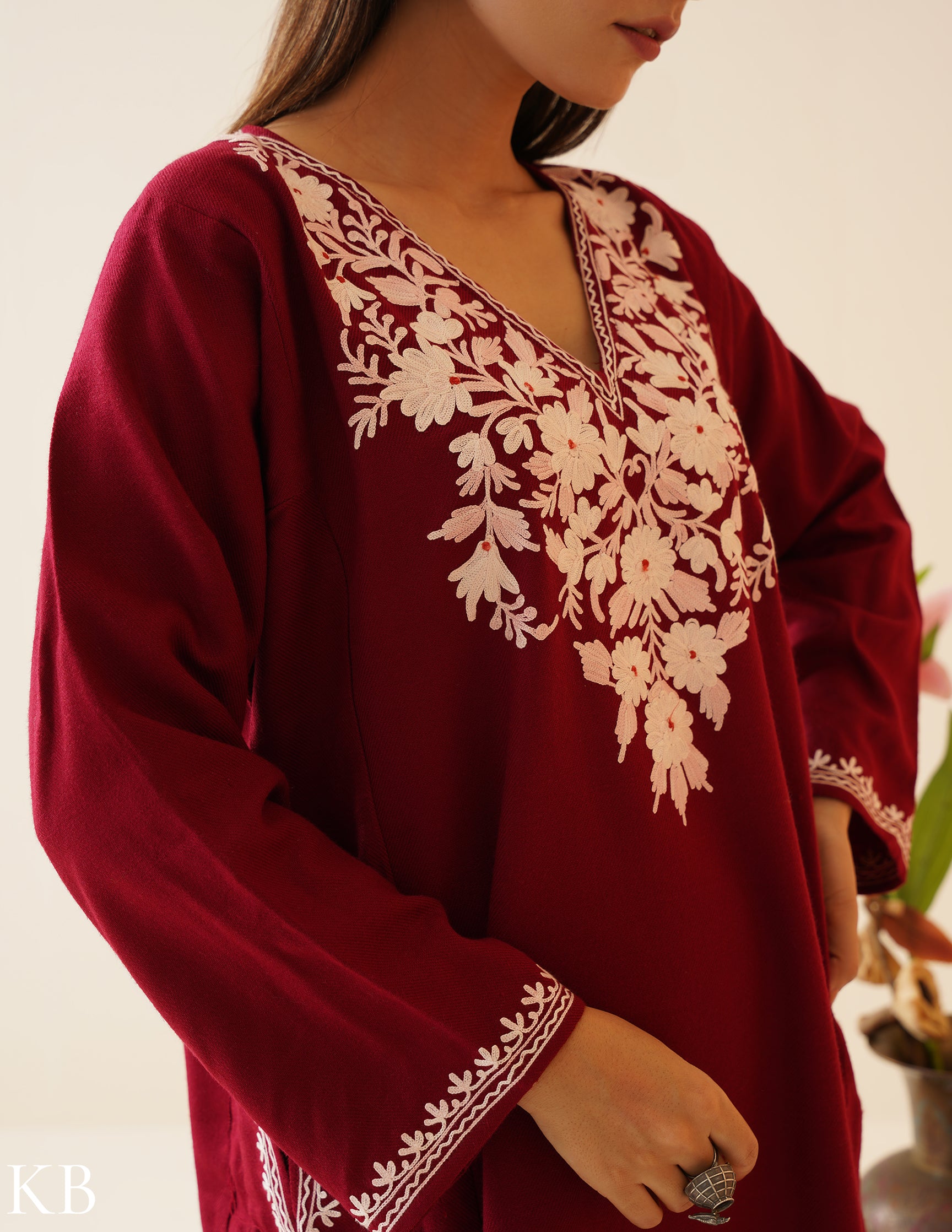 Rang-e-Khizan Cherry Blush Aari Phiran - Kashmir Box