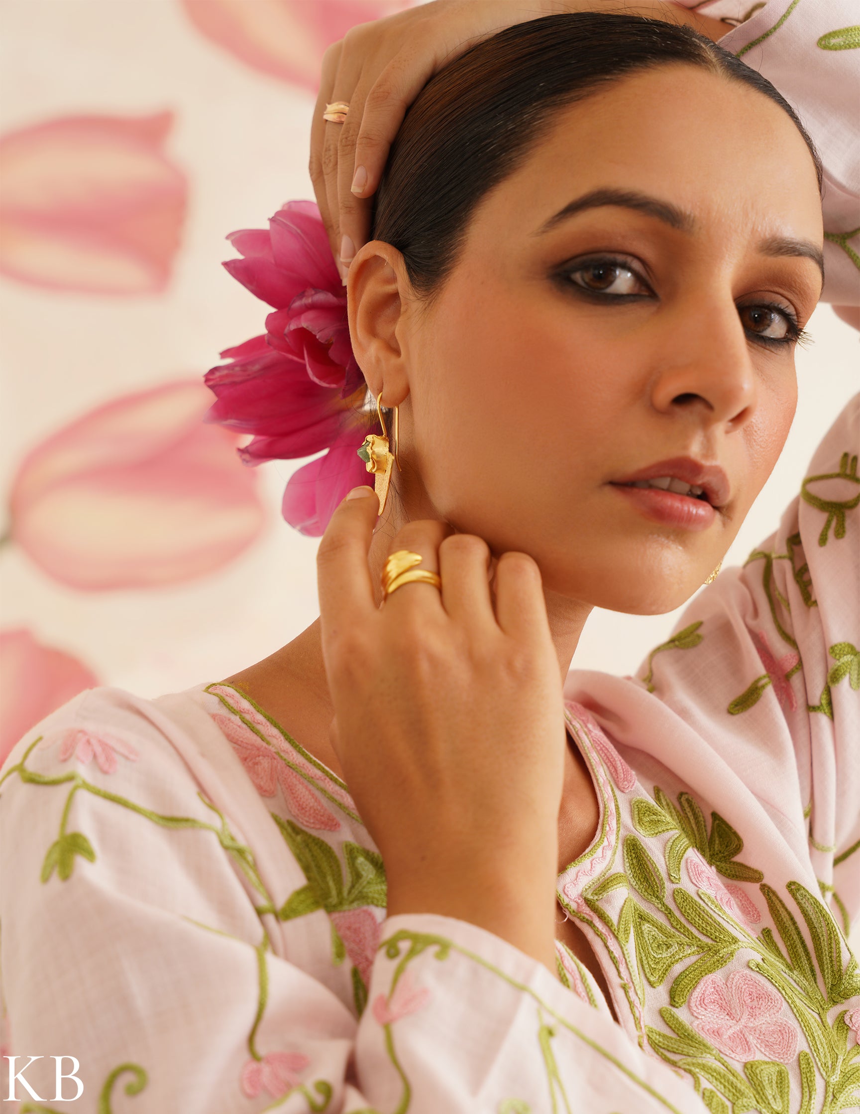 Baby Pink Cotton Coordset with Floral Embroidery | Bahaar Collection 2025 - Kashmir Box