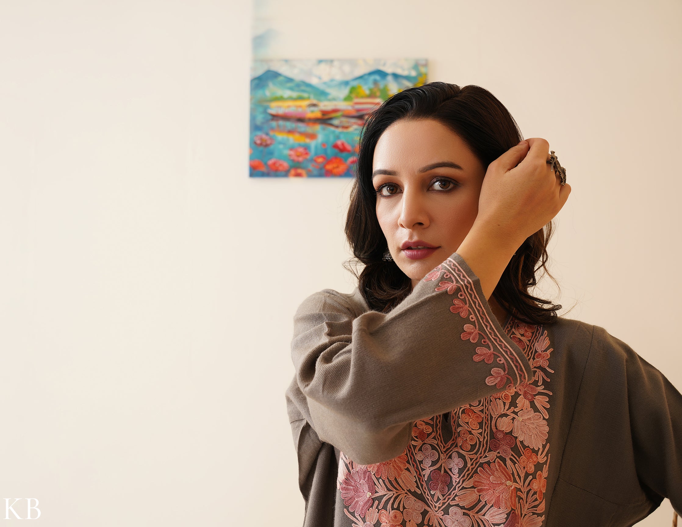 Rang-e-Khizan Old Saffron Lavender Aari Phiran - Kashmir Box