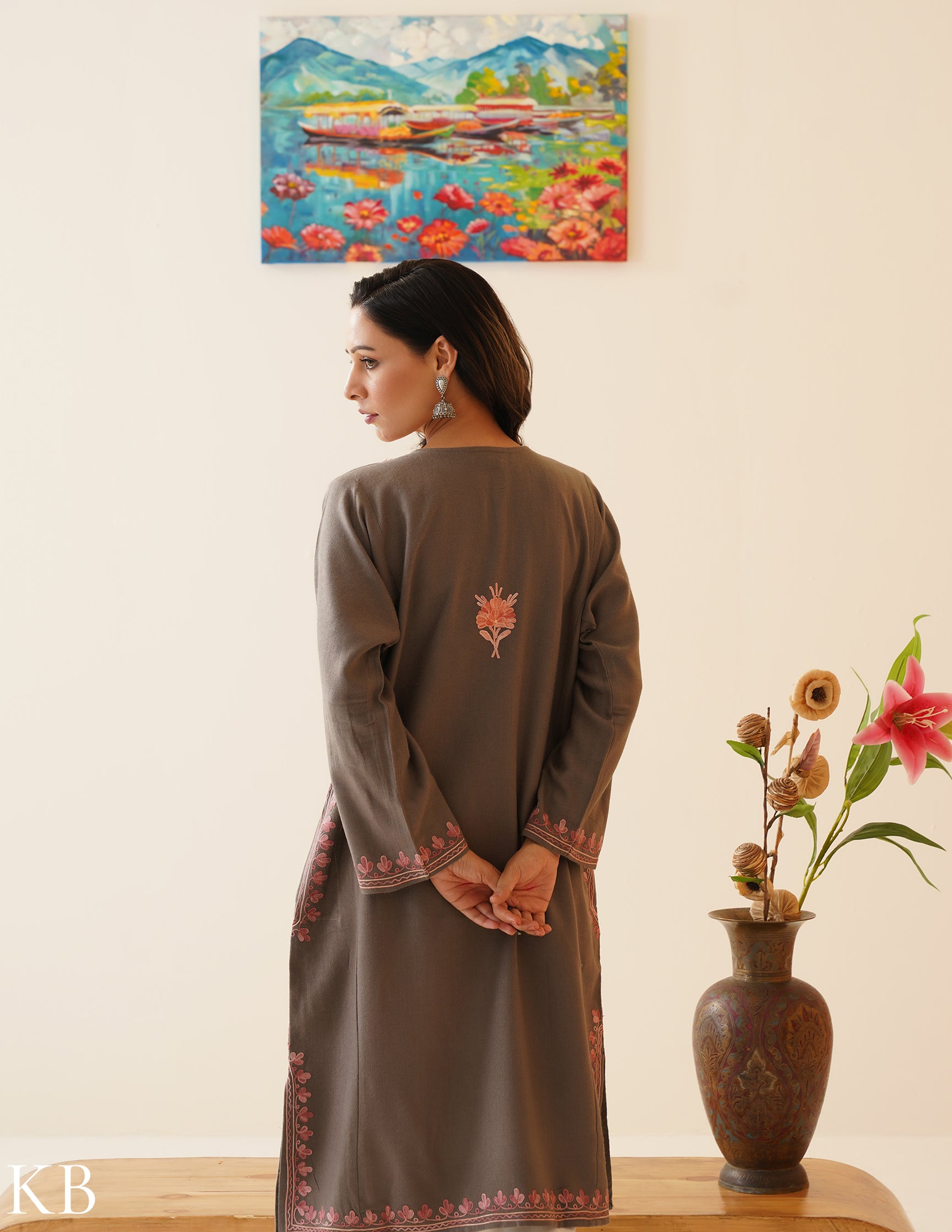 Rang-e-Khizan Old Saffron Lavender Aari Phiran - Kashmir Box