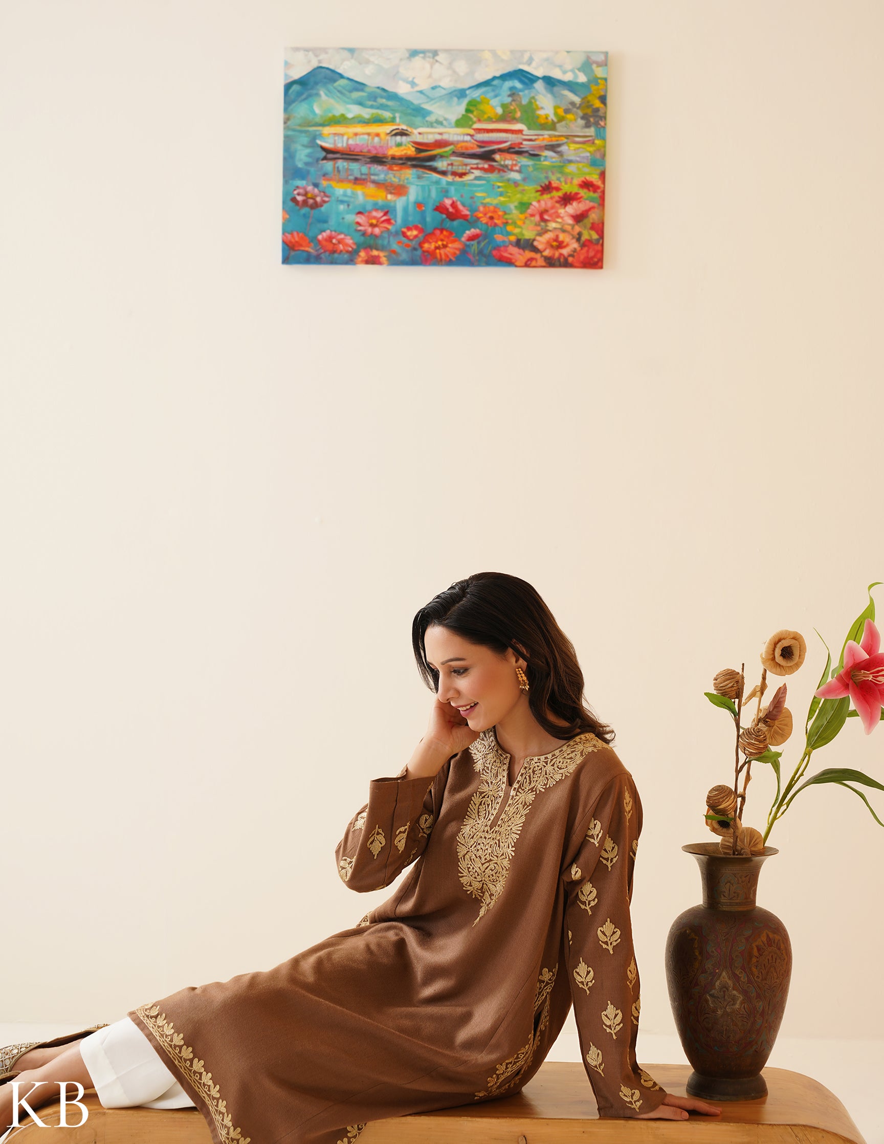 Rang-e-Khizan Golden Chestnut Zari Phiran - Kashmir Box