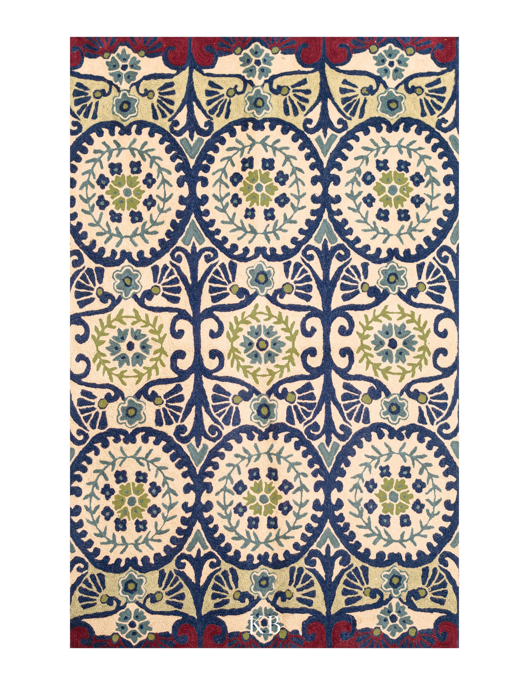 Diwan-e-Khas Orb Orchid Kashmiri Rug - Kashmir Box