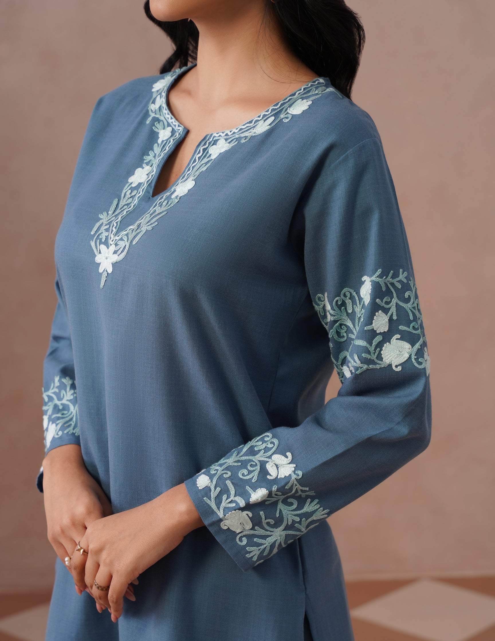 Slate Grey Cotton Coordset – Minimalist Plain | Office & Casual Ethnic Wear - Kashmir Box