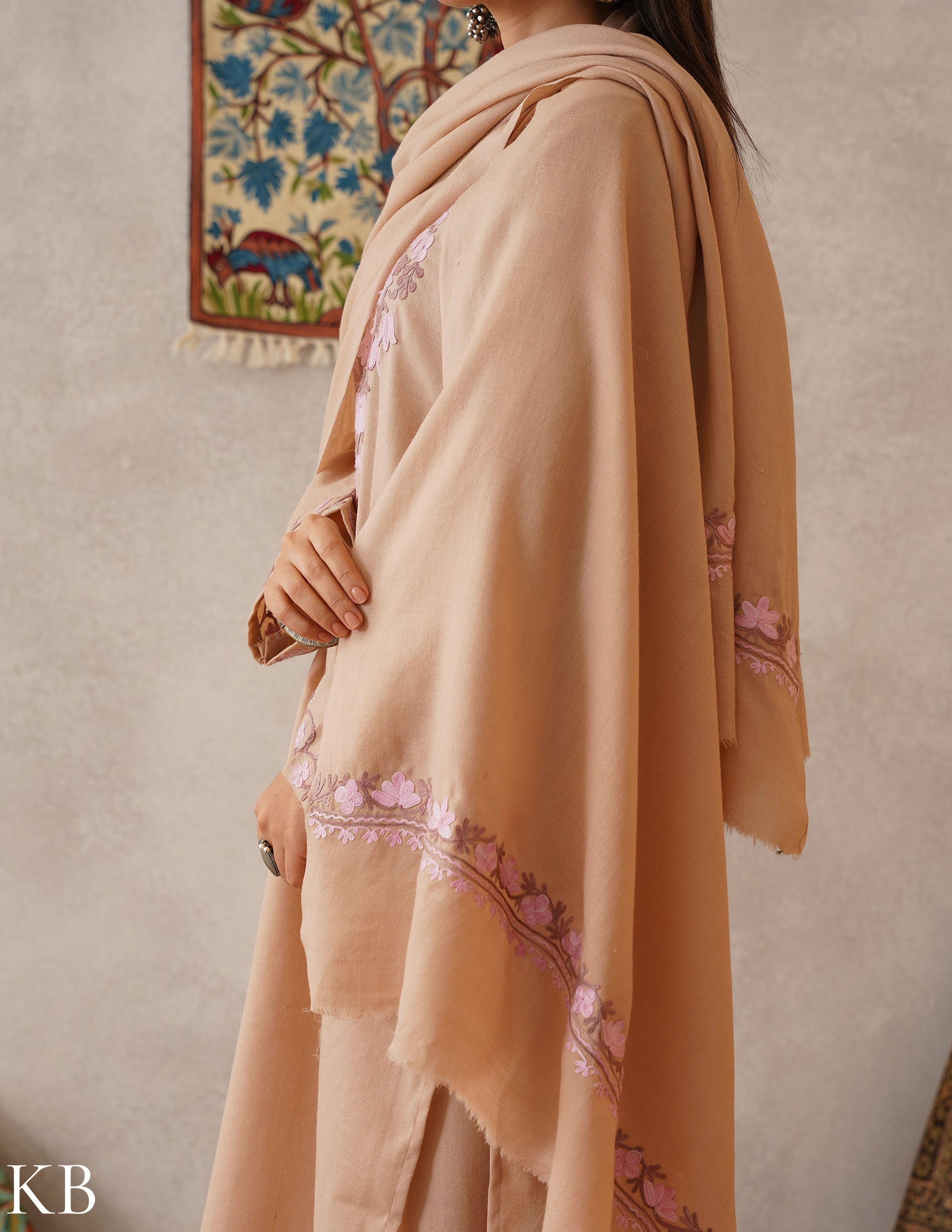 meHER Latte Brown Kashmiri Aari Woollen Co-ord Set - Kashmir Box