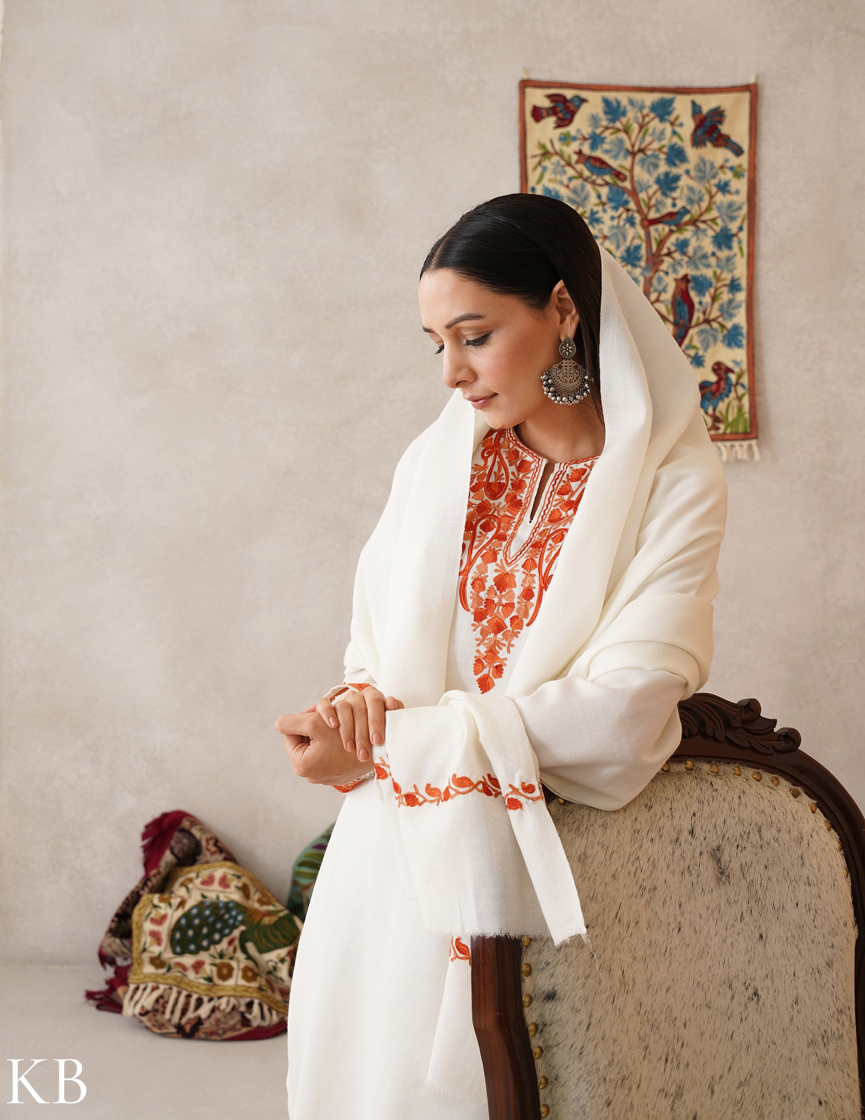 meHER Off-White Kashmiri Aari Woollen Co-ord Set - Kashmir Box