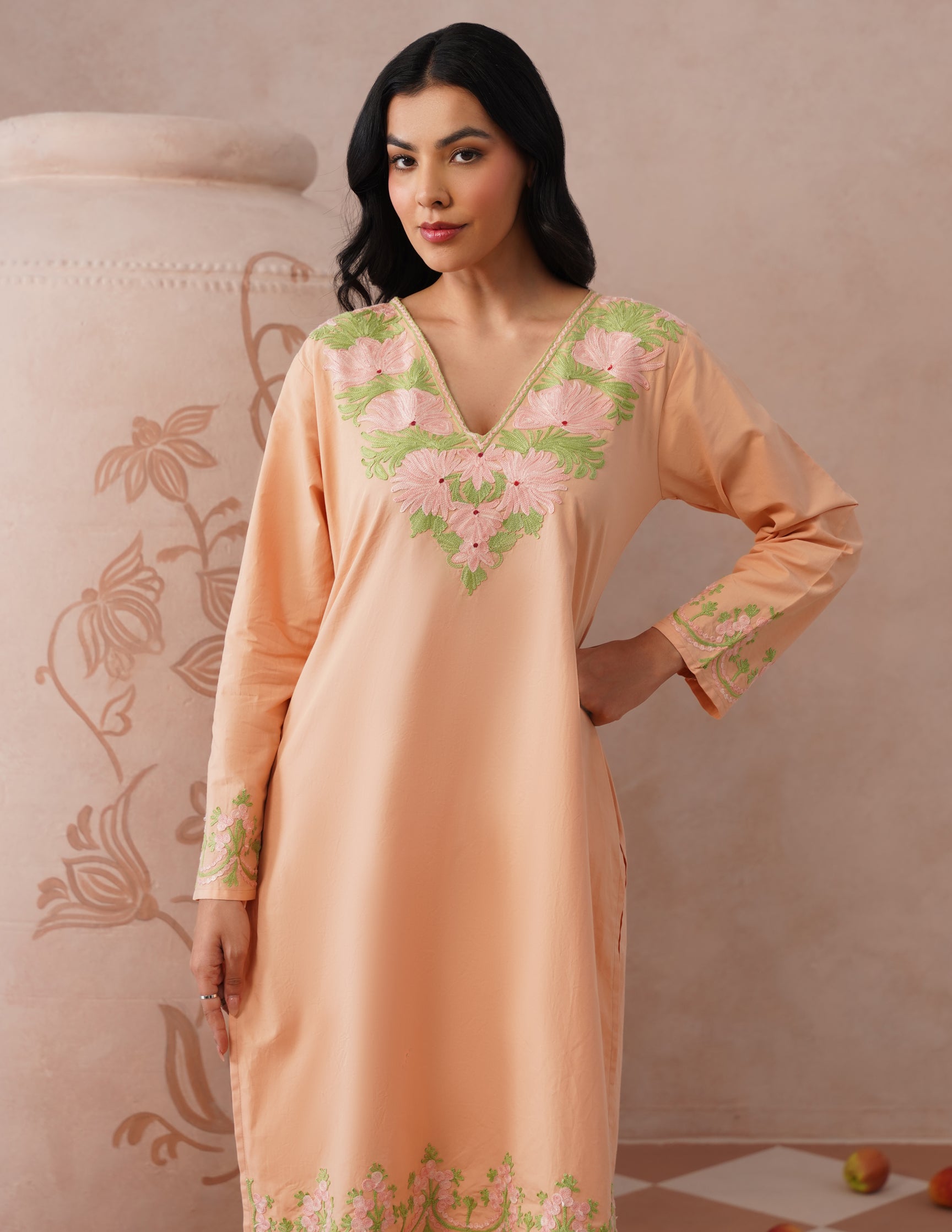 Light Peach Poplin Coordset – Everyday Ethnic Wear | Work & Casual - Kashmir Box