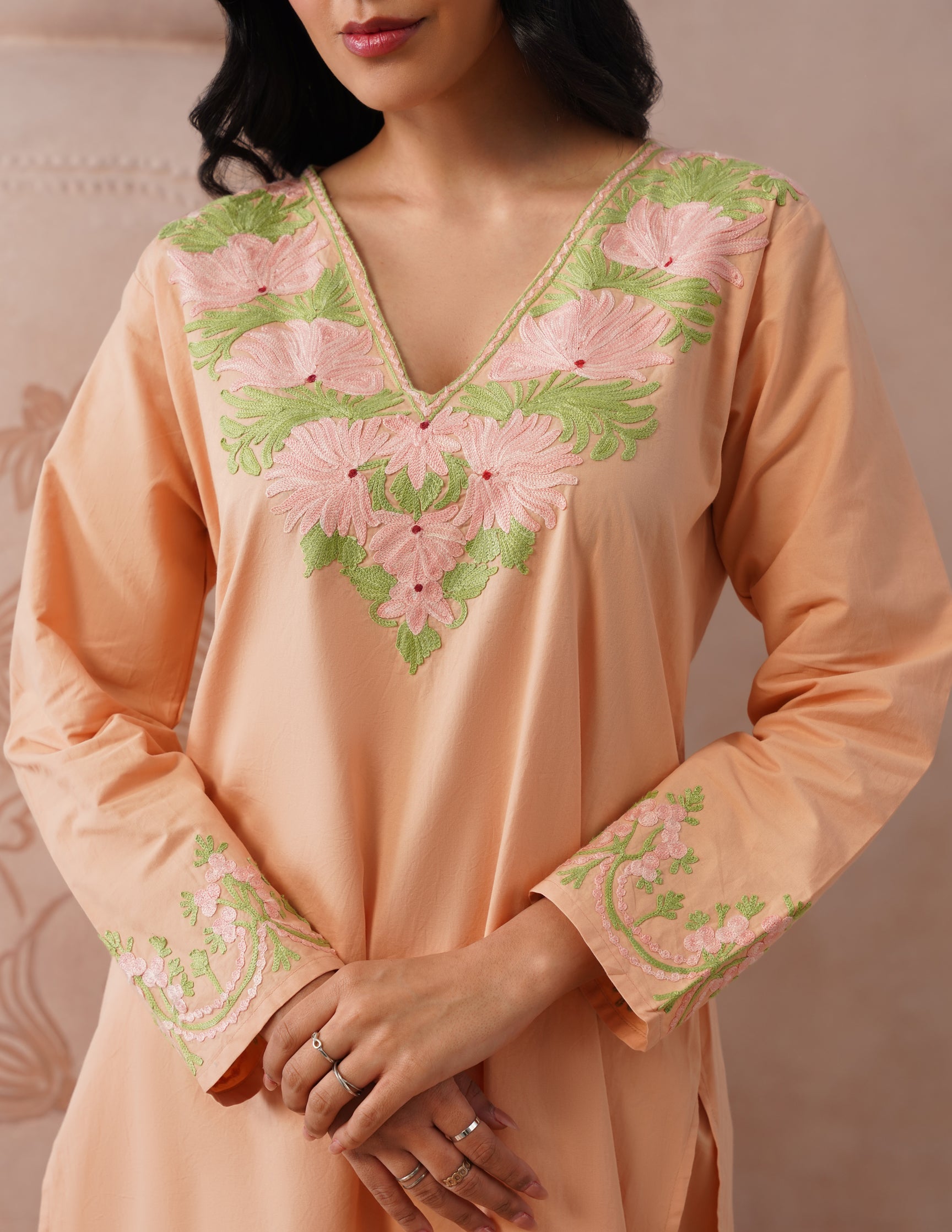 Light Peach Poplin Coordset – Everyday Ethnic Wear | Work & Casual - Kashmir Box